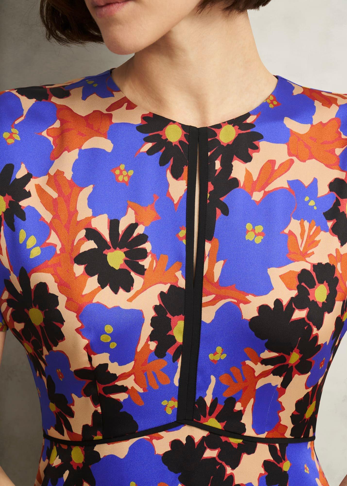 Arlesey Floral Midi Dress, Beige Multi, hi-res