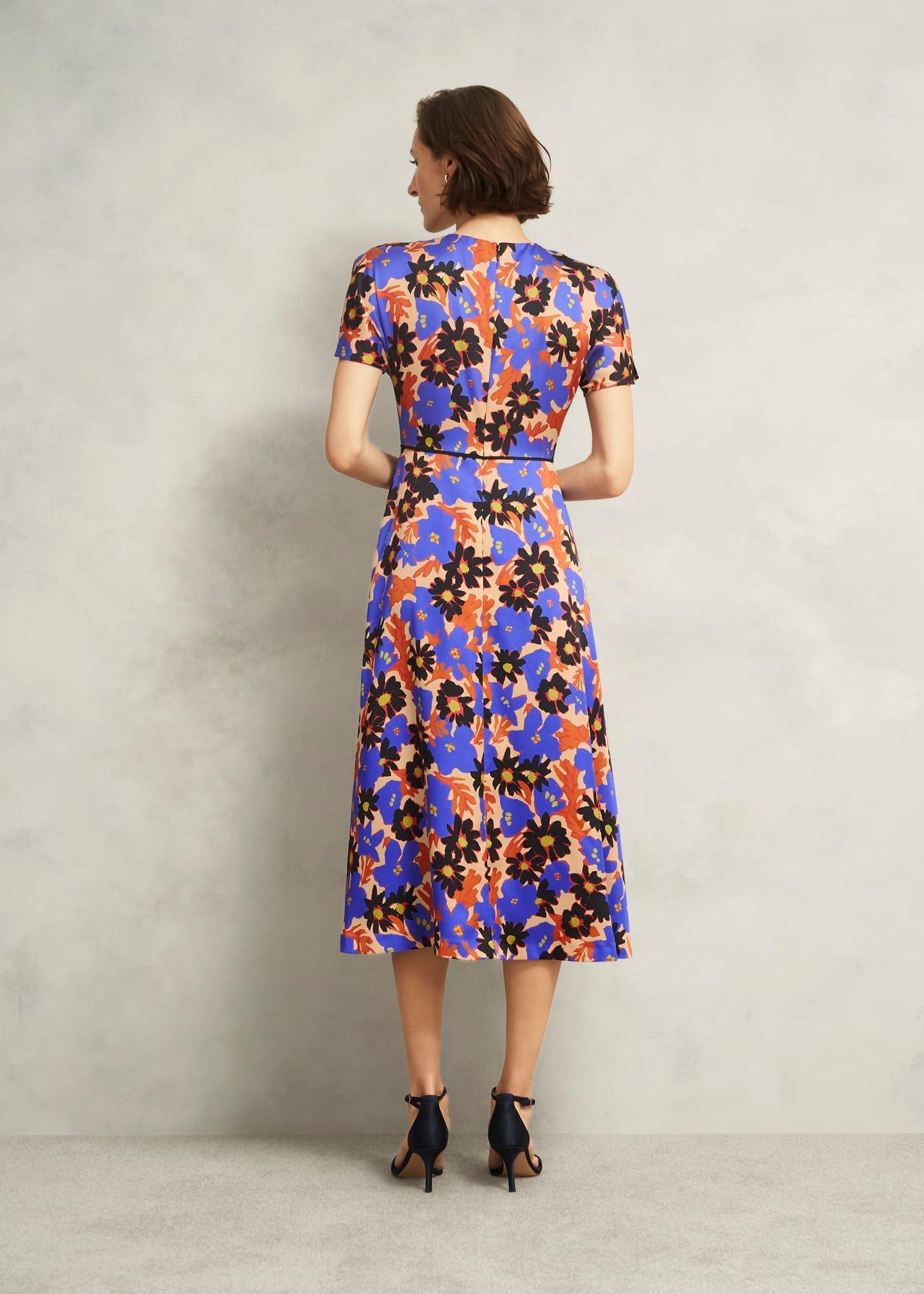 Arlesey Floral Midi Dress, Beige Multi, hi-res