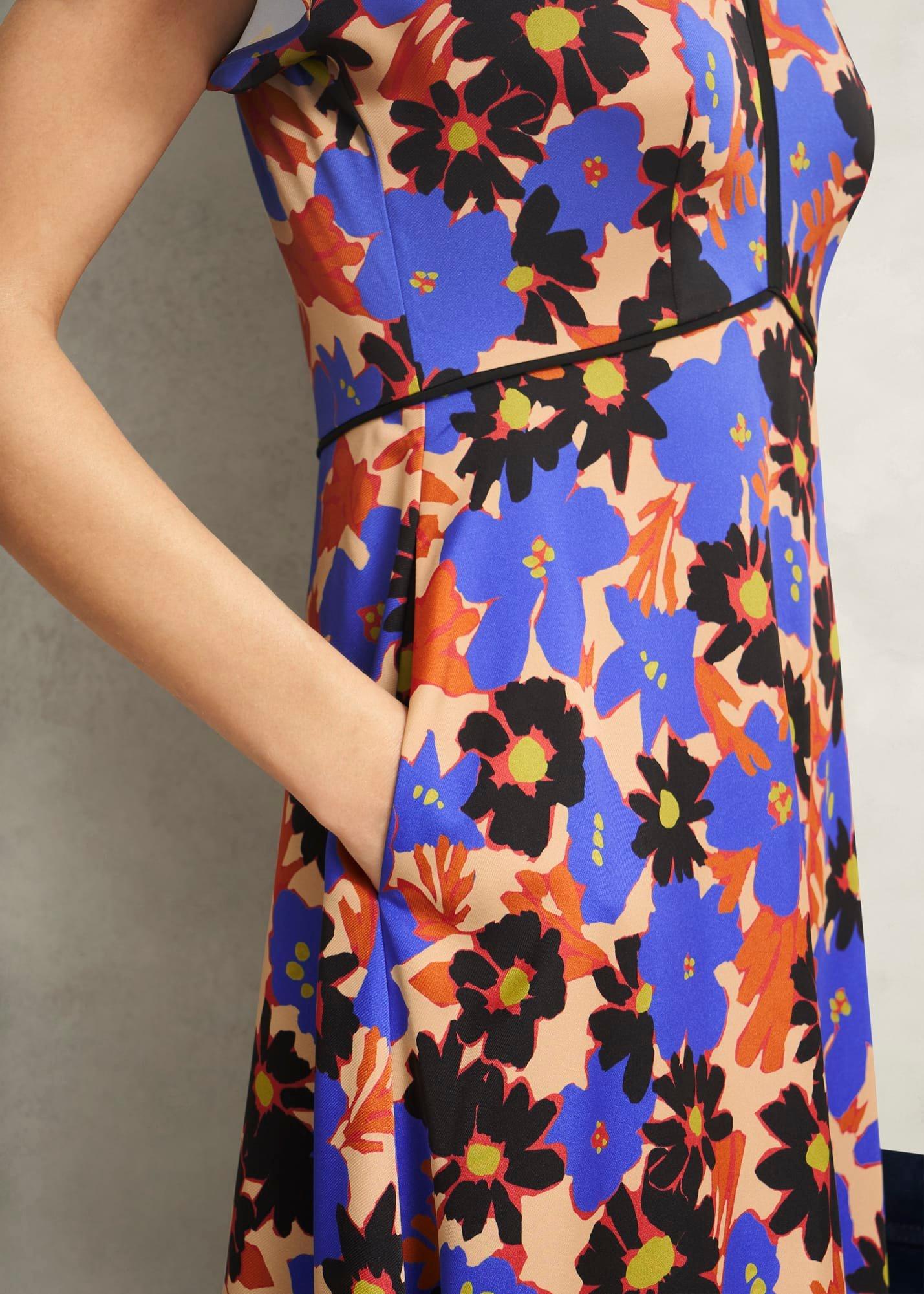 Arlesey Floral Midi Dress, Beige Multi, hi-res