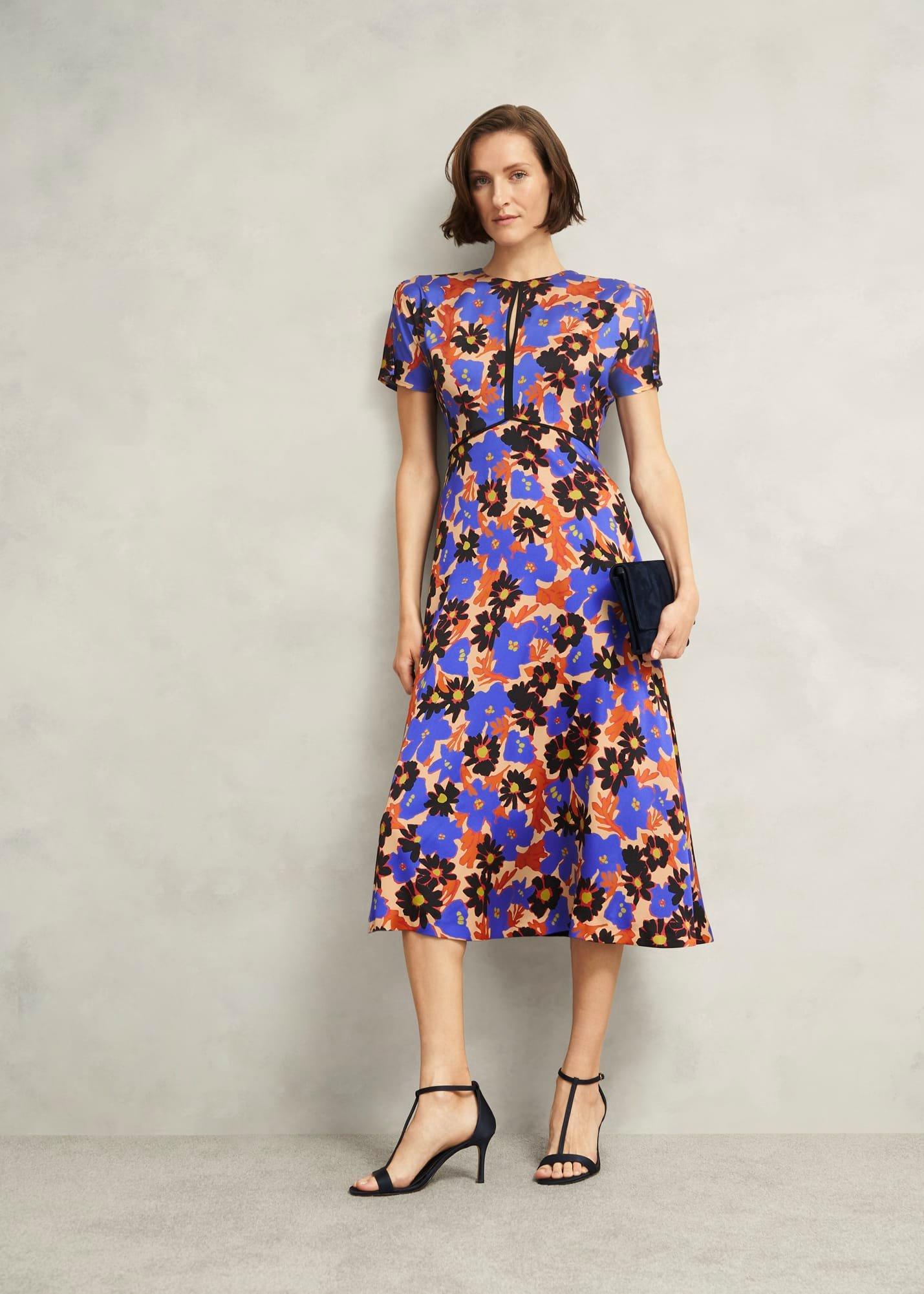 Arlesey Floral Midi Dress, Beige Multi, hi-res