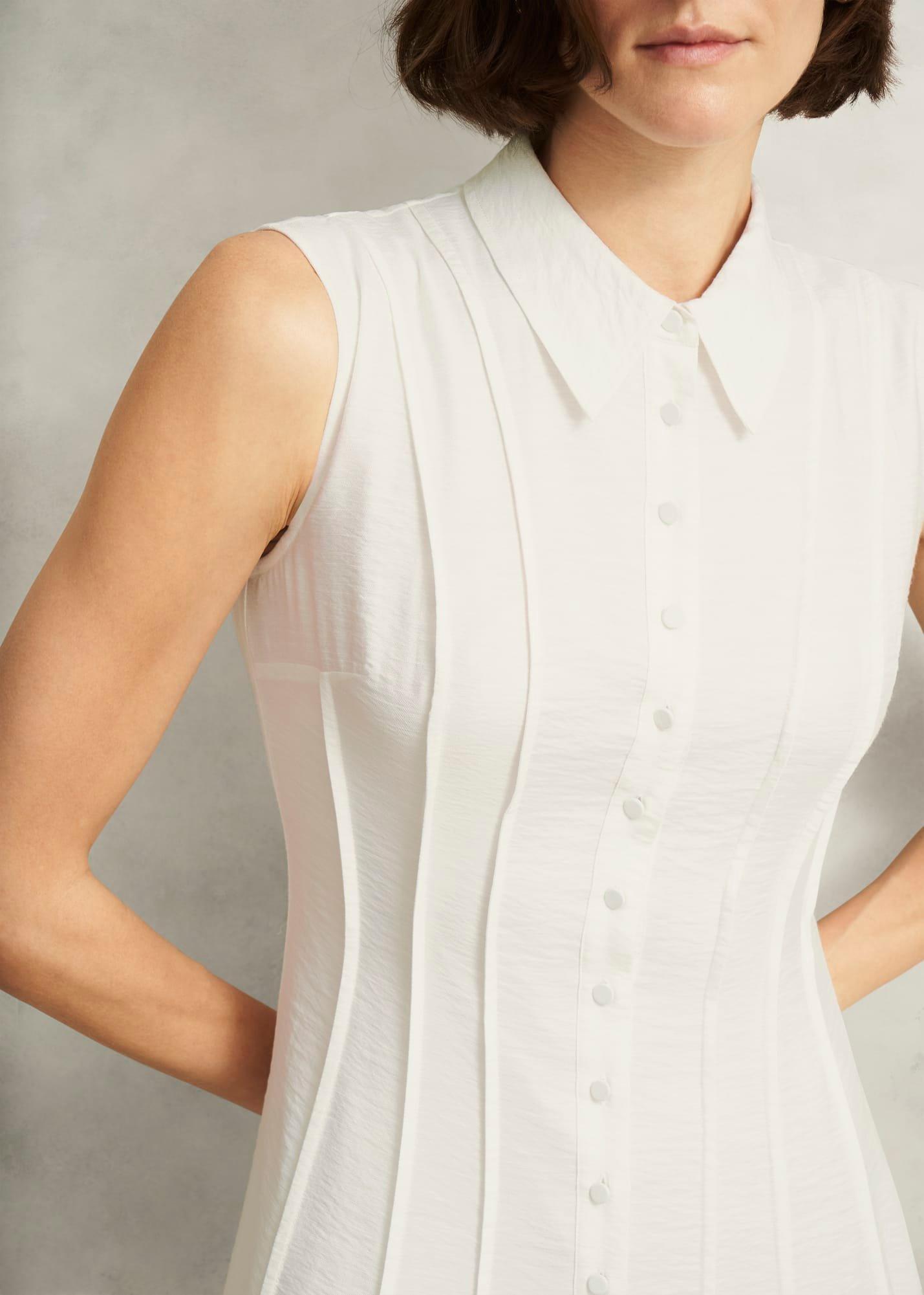 Burghley Seam Detail Shirt Dress, Ivory, hi-res