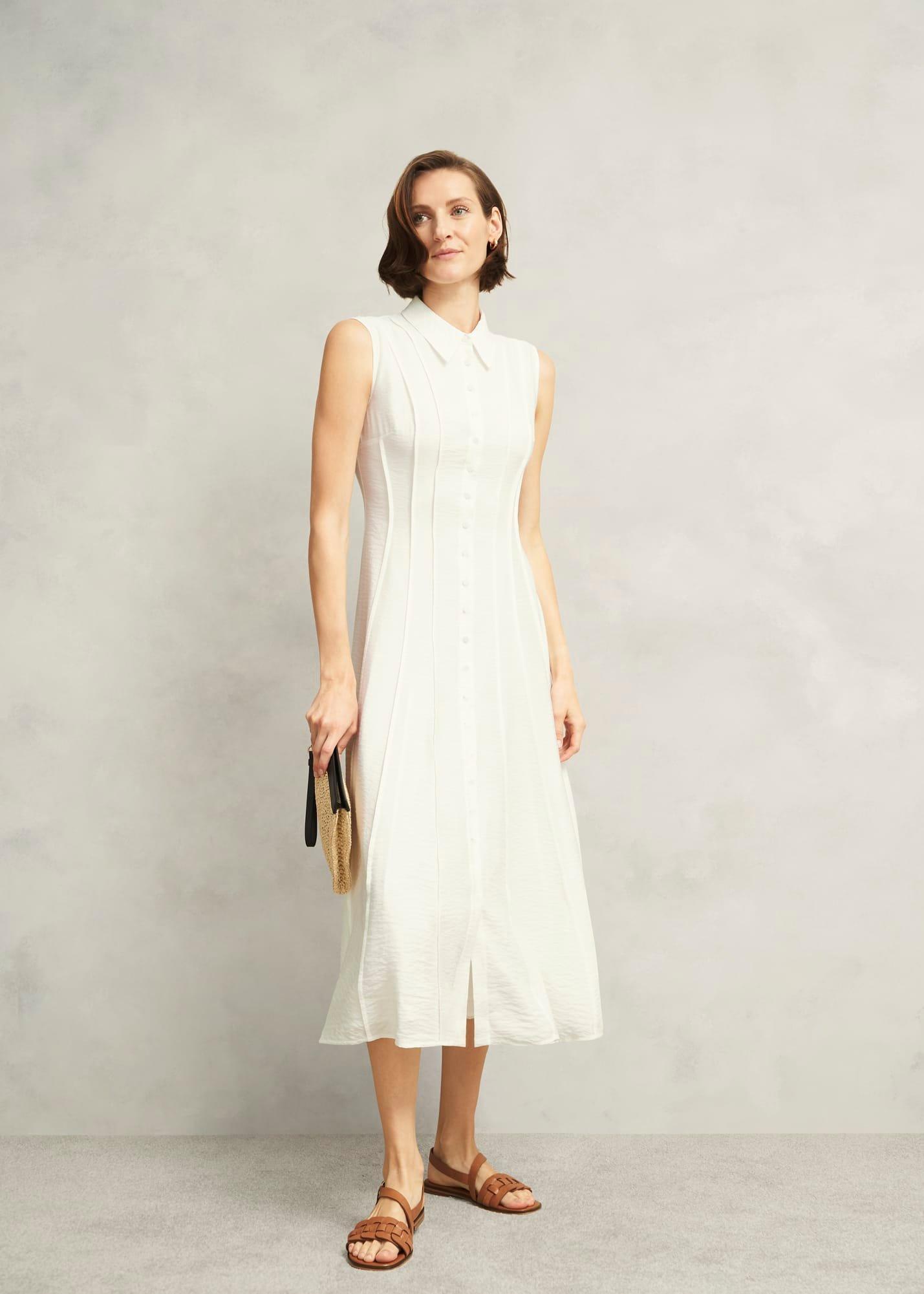Burghley Seam Detail Shirt Dress, Ivory, hi-res