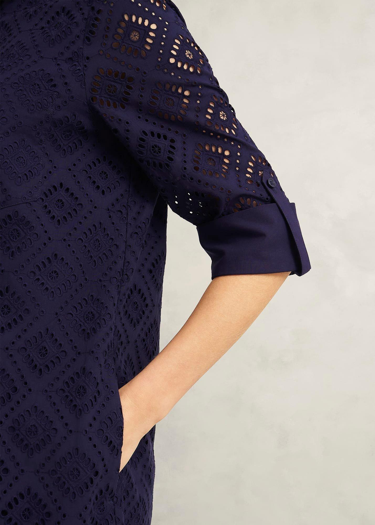Marcia Broderie Dress, True Navy, hi-res