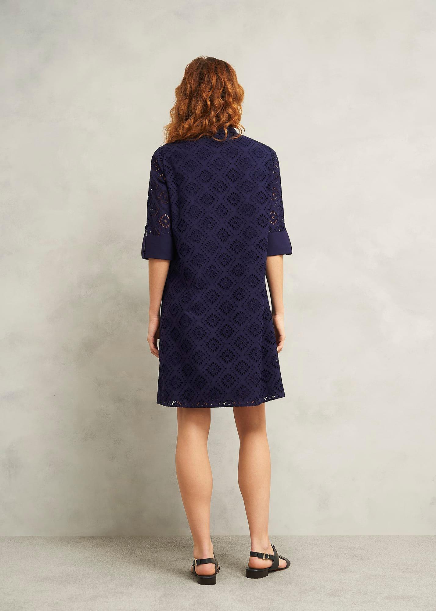 Marcia Broderie Dress, True Navy, hi-res