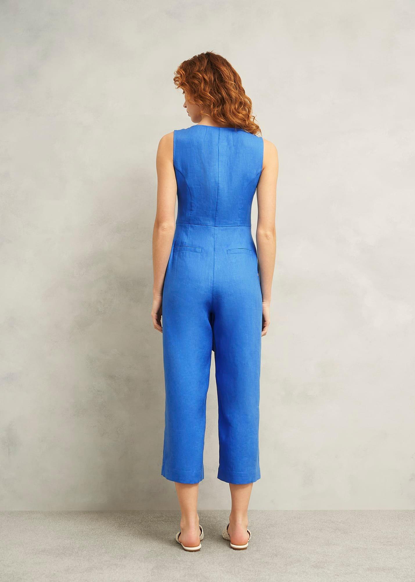 Petite Melissa Linen Jumpsuit, French Blue, hi-res