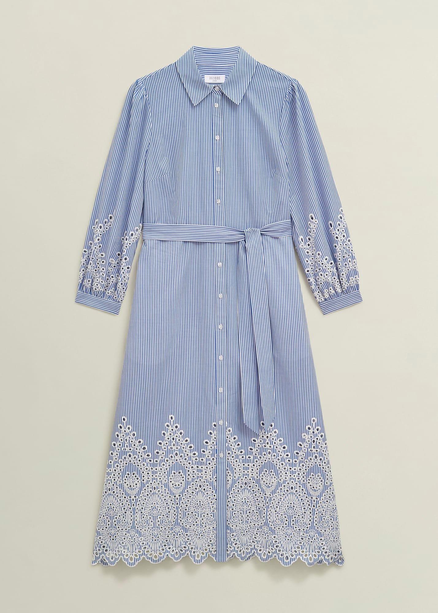 Juliette Cotton Dress, Blue Ivory, hi-res