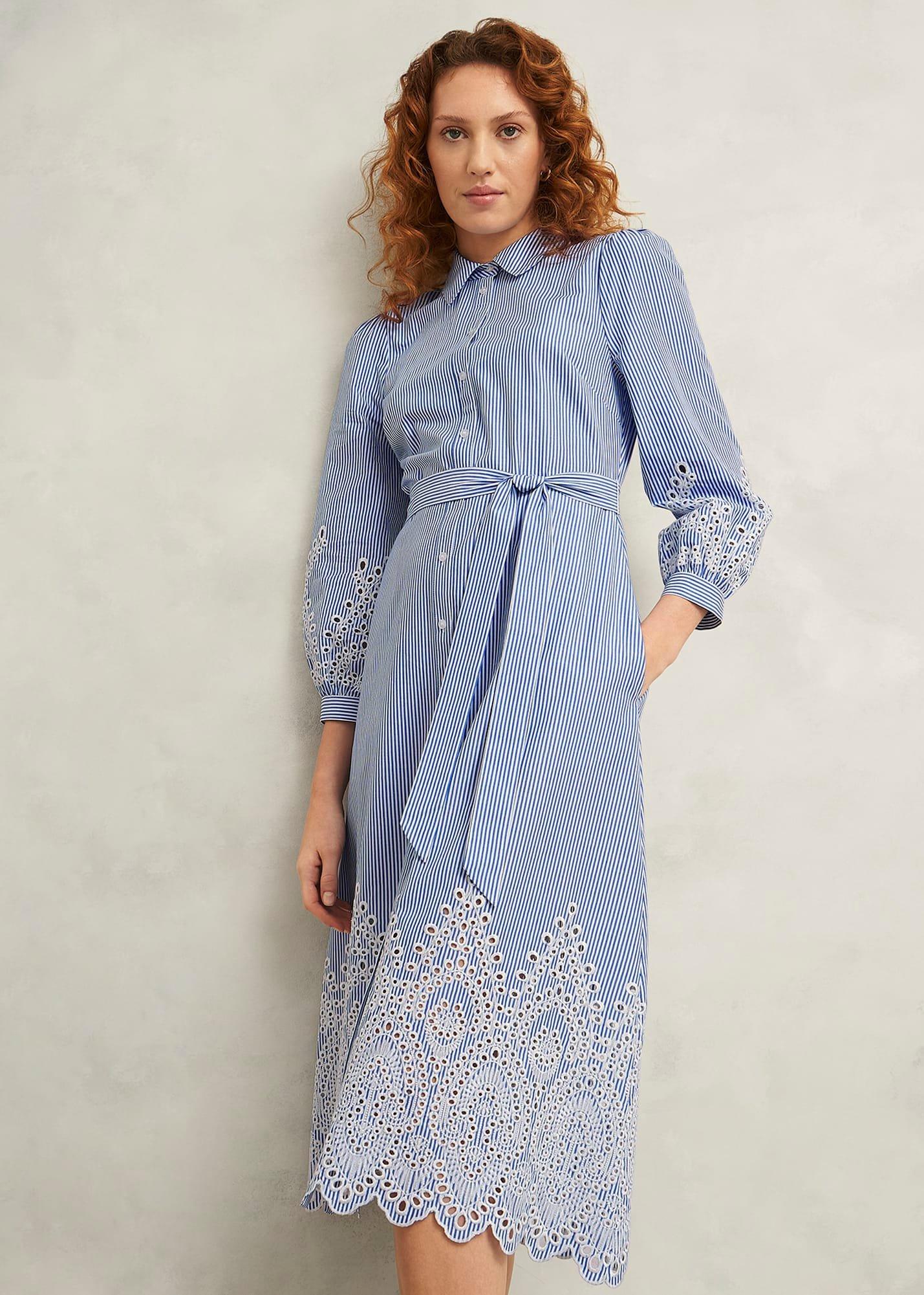 Juliette Cotton Dress, Blue Ivory, hi-res