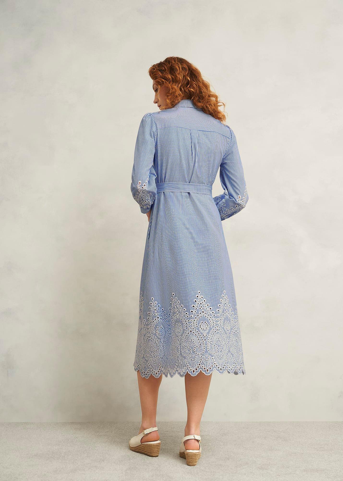 Juliette Cotton Dress, Blue Ivory, hi-res