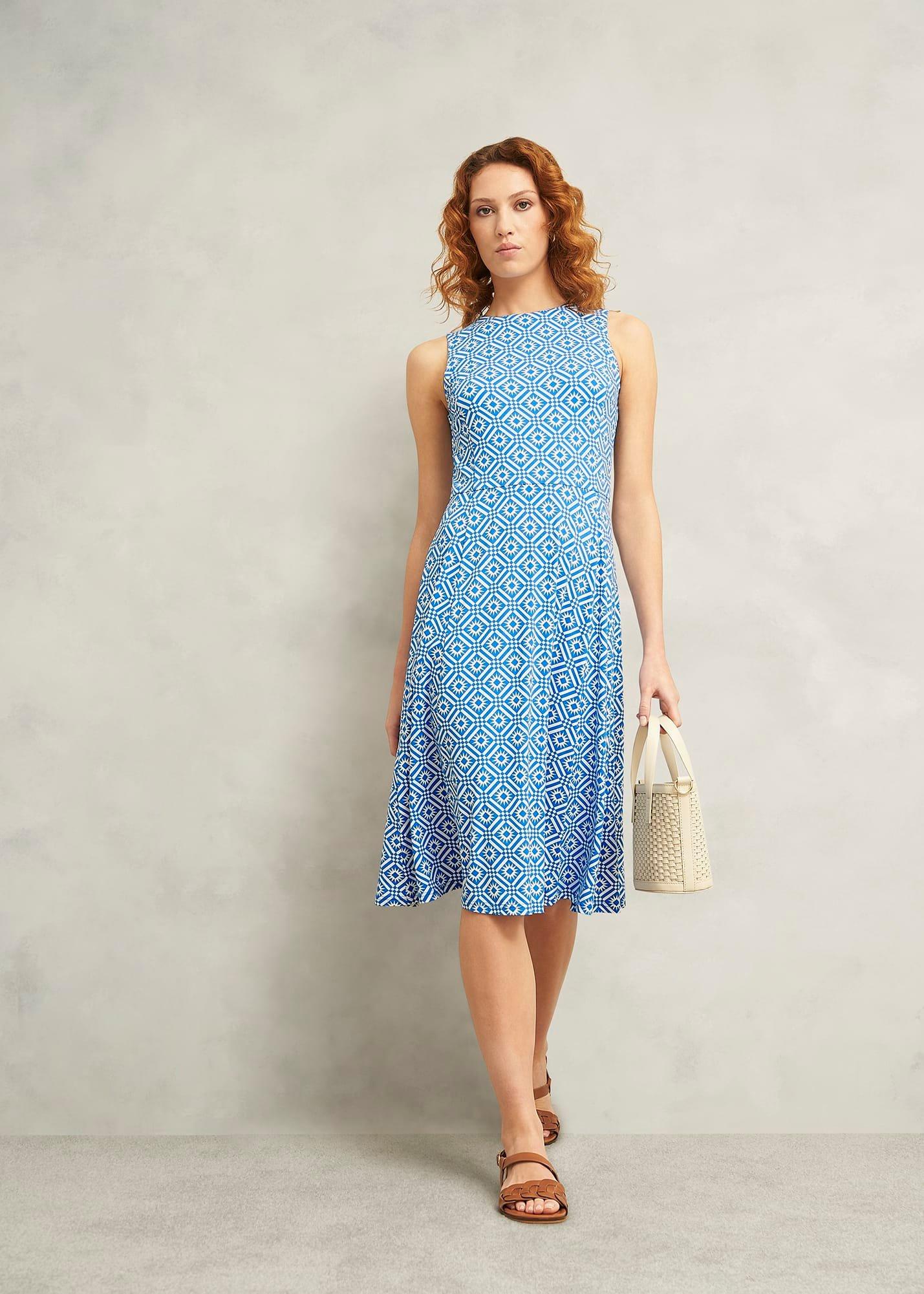 Lisa Jersey Dress, Blue Ivory, hi-res