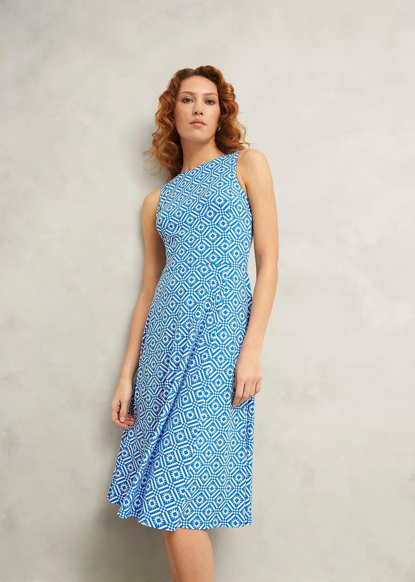Lisa Jersey Dress, Blue Ivory, hi-res