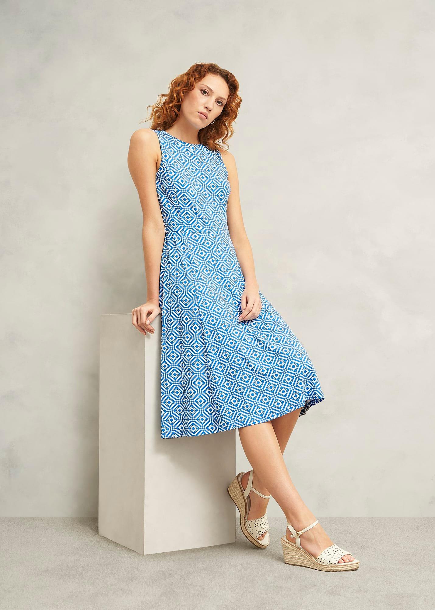 Lisa Jersey Dress, Blue Ivory, hi-res