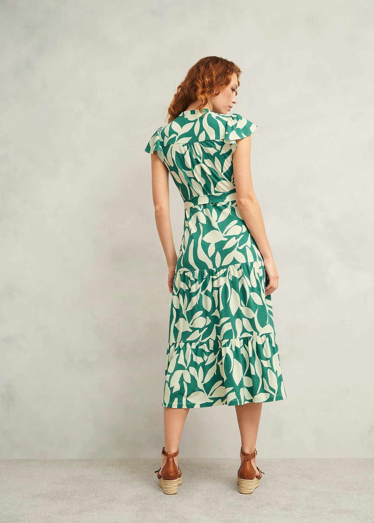 Nadine Jersey Dress, Green Ivory, hi-res