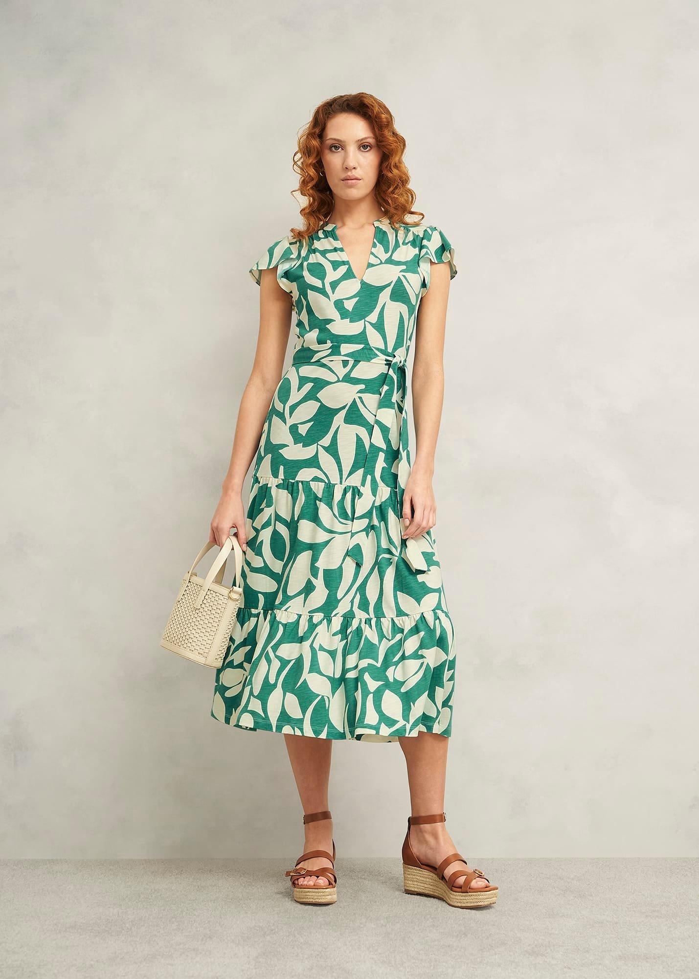 Petite Nadine Jersey Dress, Green Ivory, hi-res