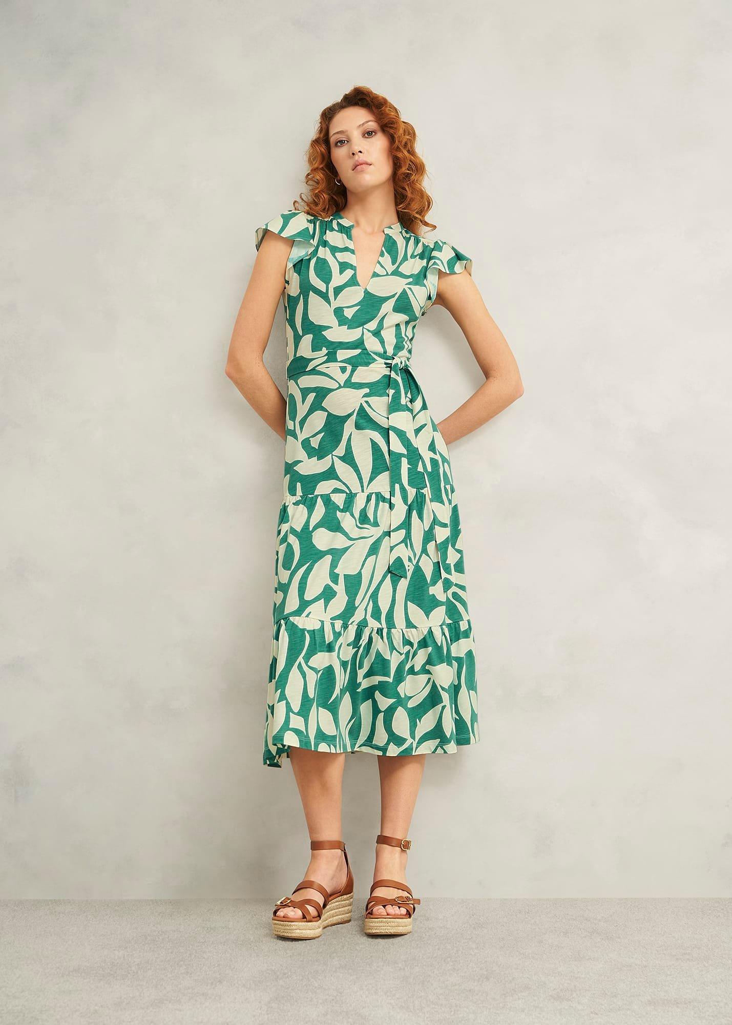 Petite Nadine Jersey Dress, Green Ivory, hi-res