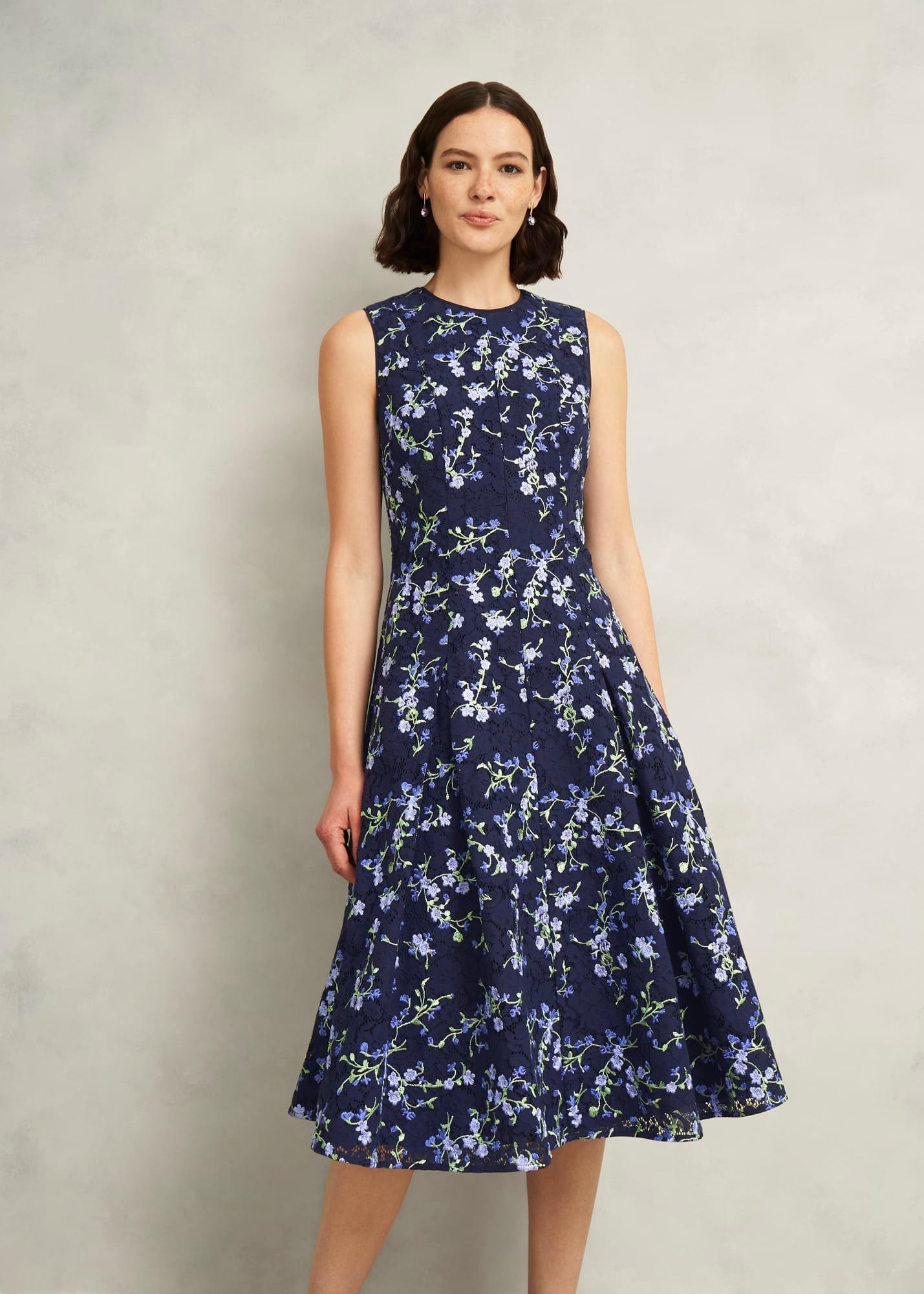 Petite Ria Embroidered Floral Dress