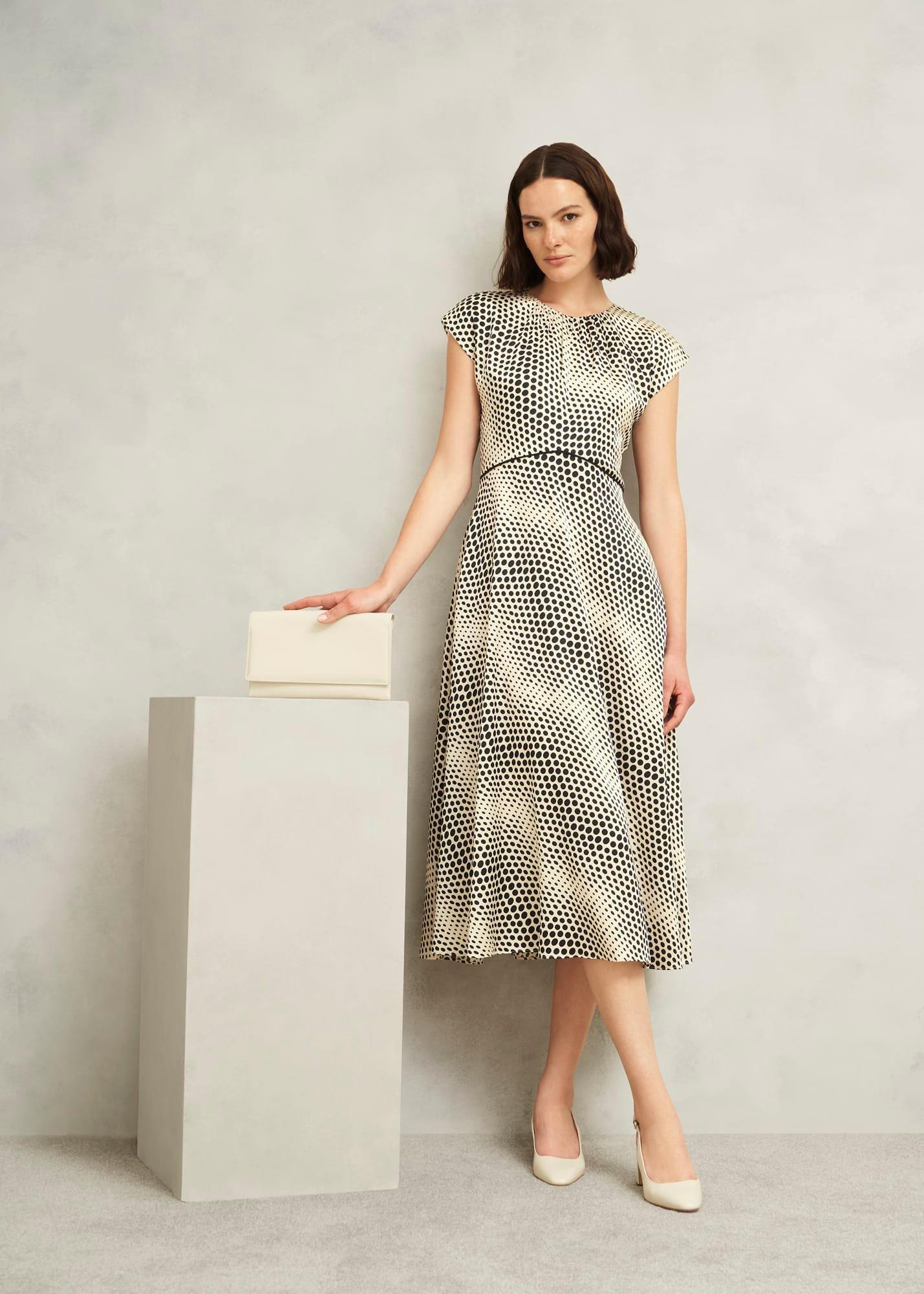 Paisley Spot Dress, Cream Black, hi-res