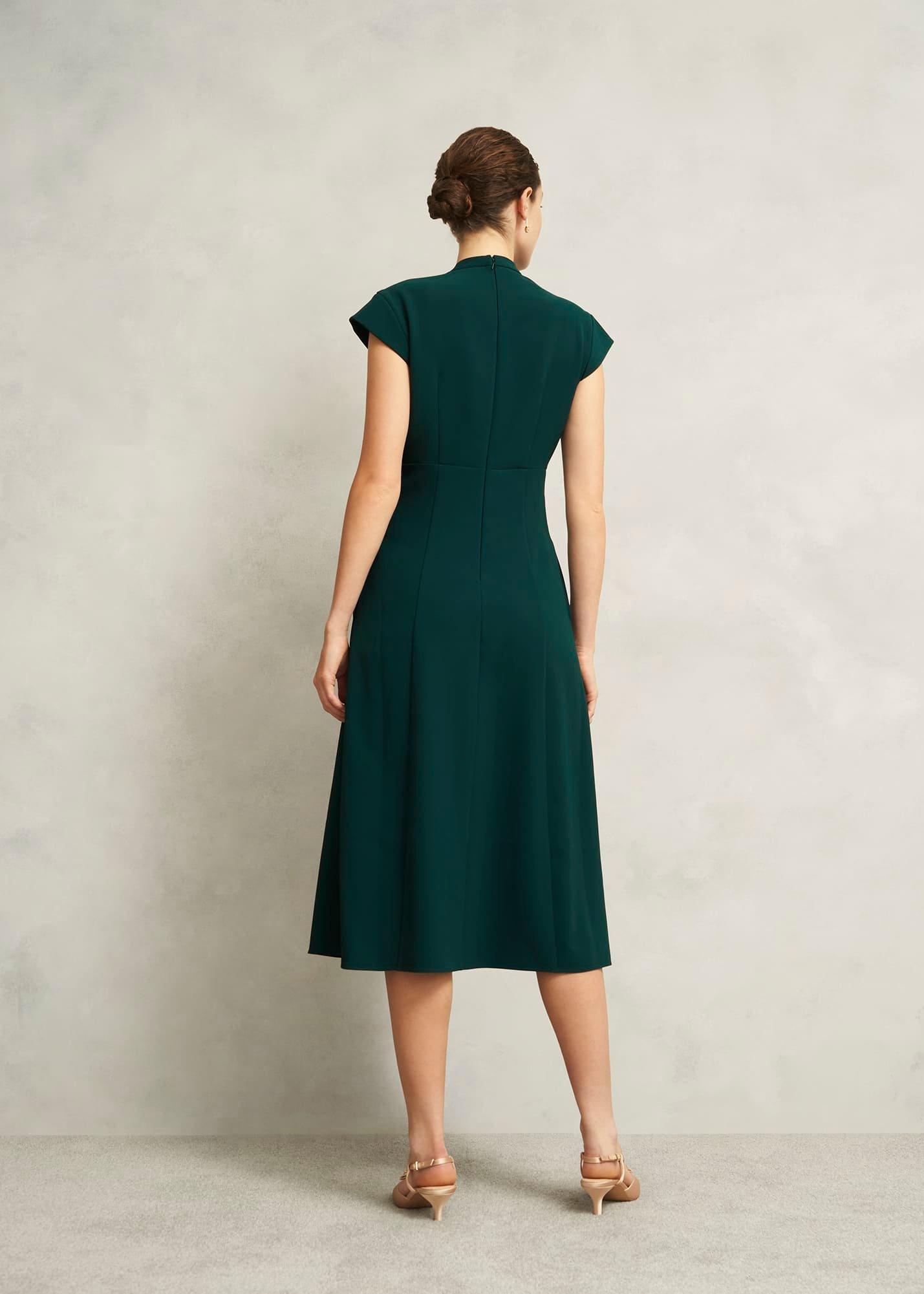 Sophie V Neck Pintuck Dress, Ponderosa Green, hi-res