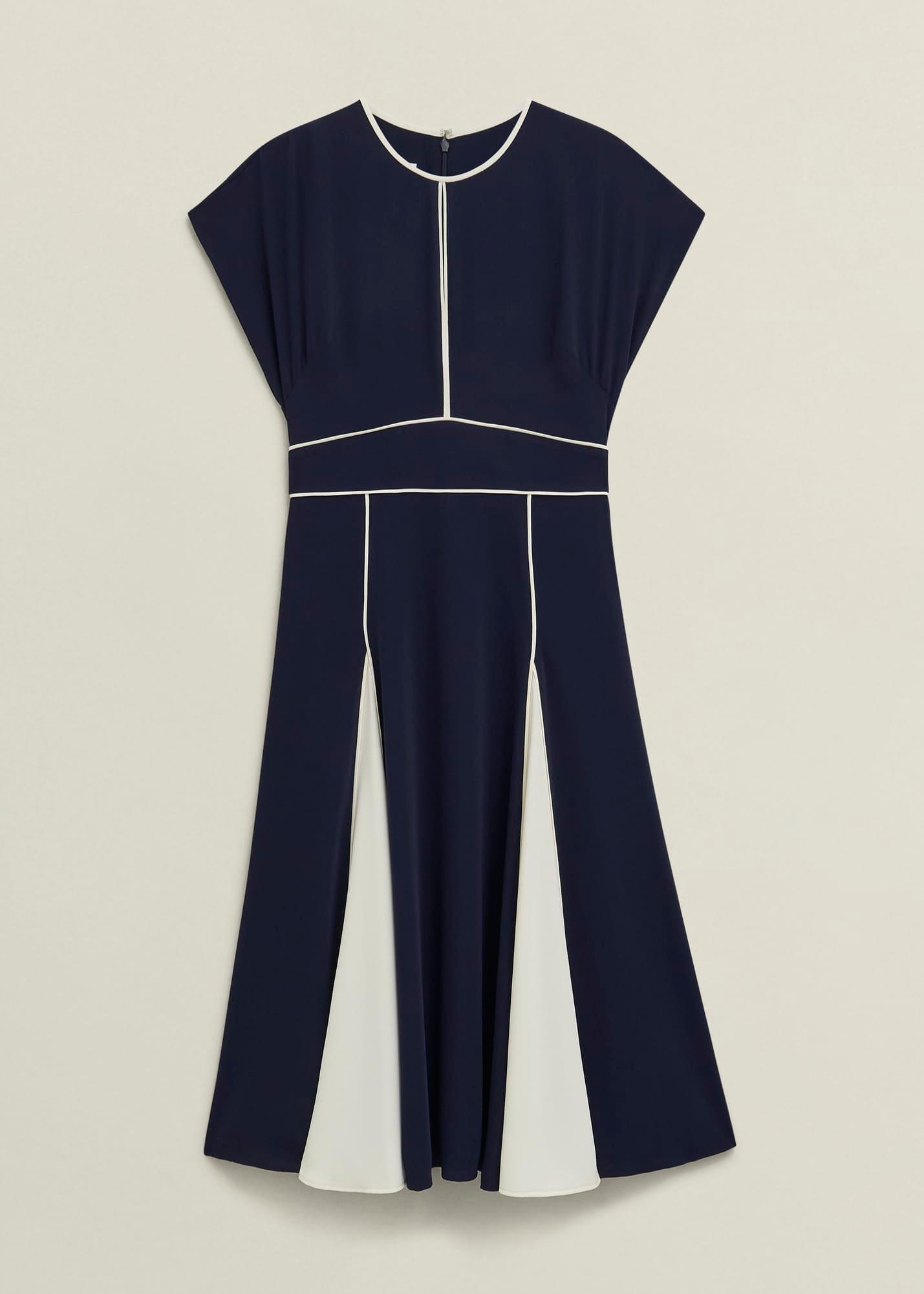 Viola Colourblock Dress, Midnight Cream, hi-res