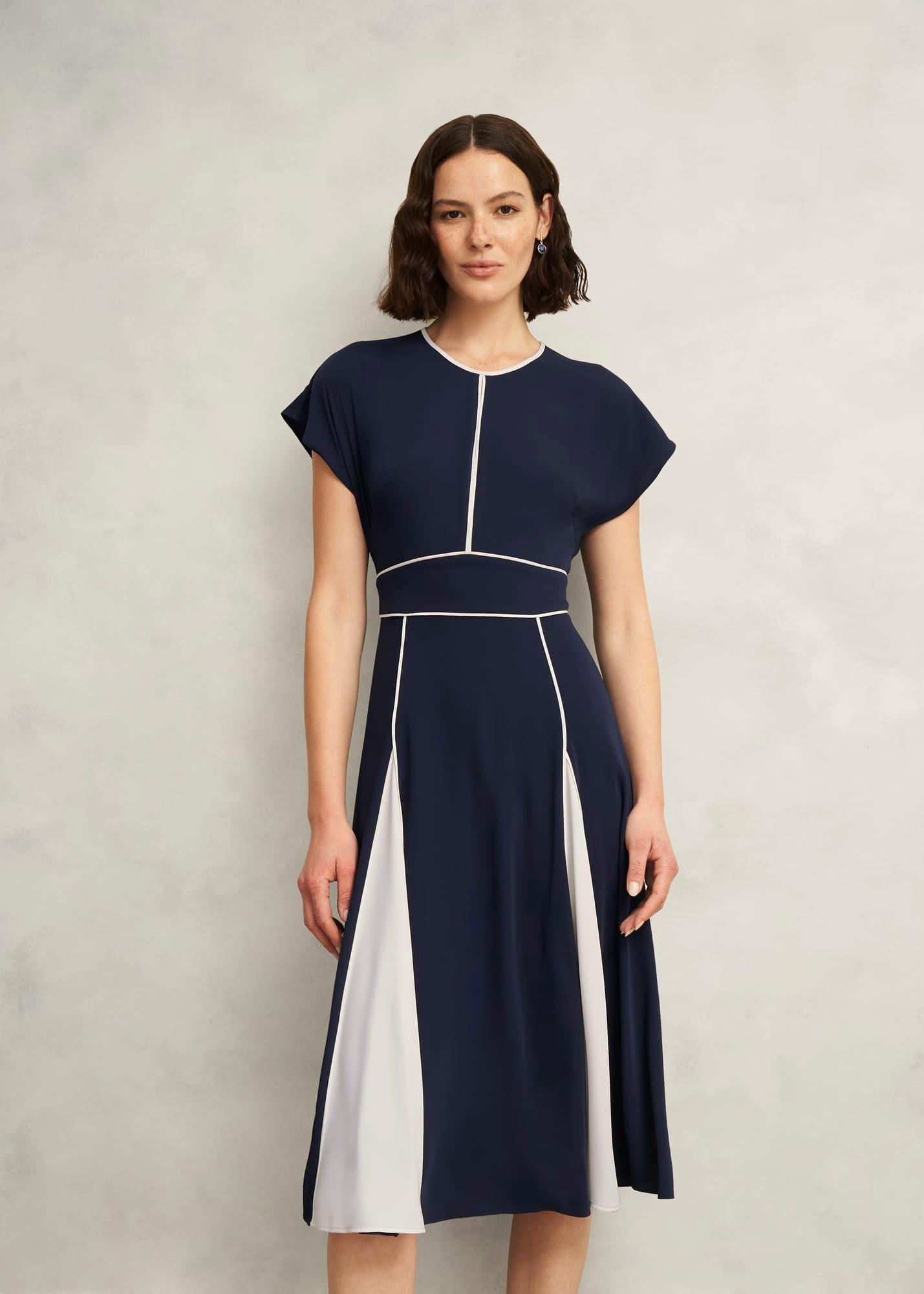 Viola Colourblock Dress, Midnight Cream, hi-res