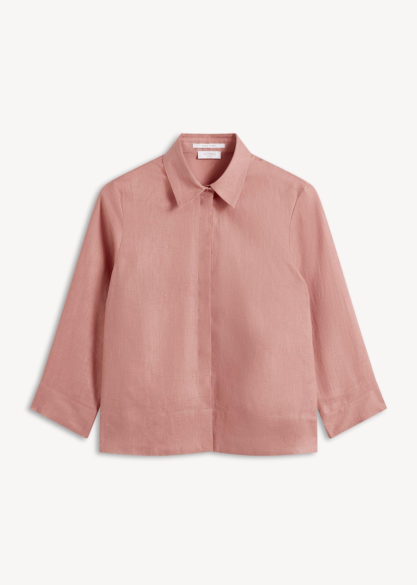 Nita Linen Shirt, Soft Peach Pink, hi-res