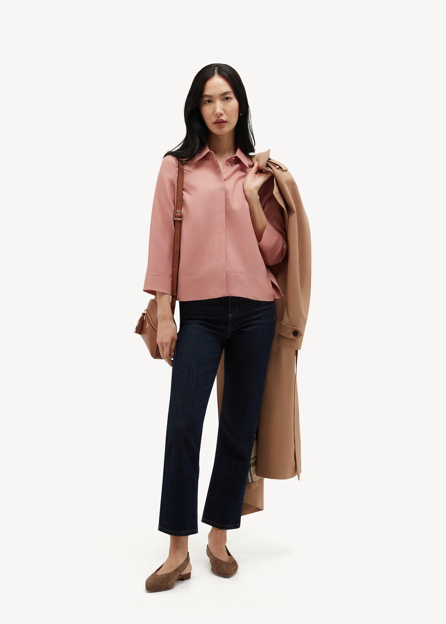 Nita Linen Shirt, Soft Peach Pink, hi-res