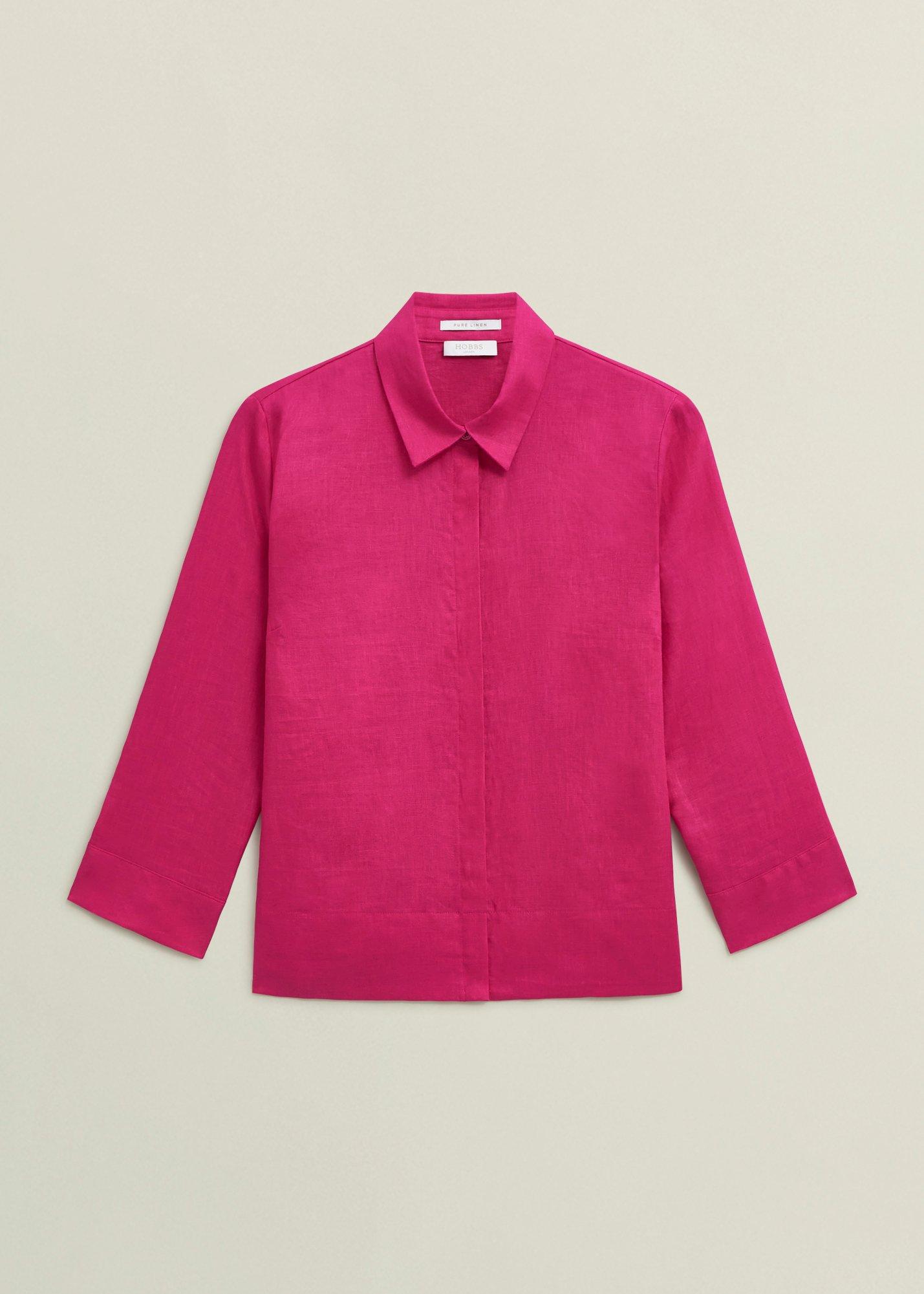 Nita Linen Shirt, Zinnia Pink, hi-res