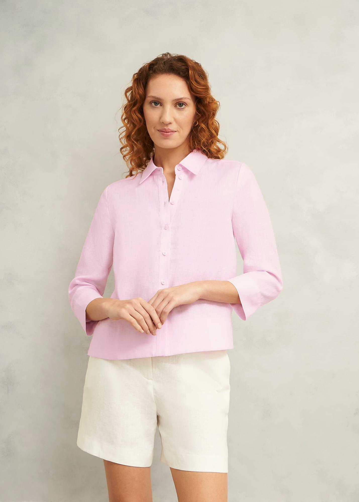 Light Pink Nita Linen Shirt, Wisteria Pink, hi-res