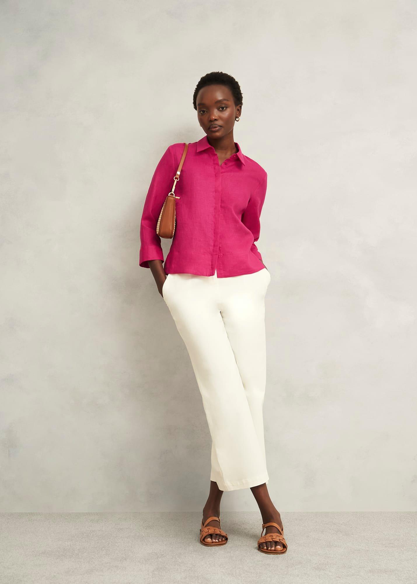 Nita Linen Shirt, Zinnia Pink, hi-res