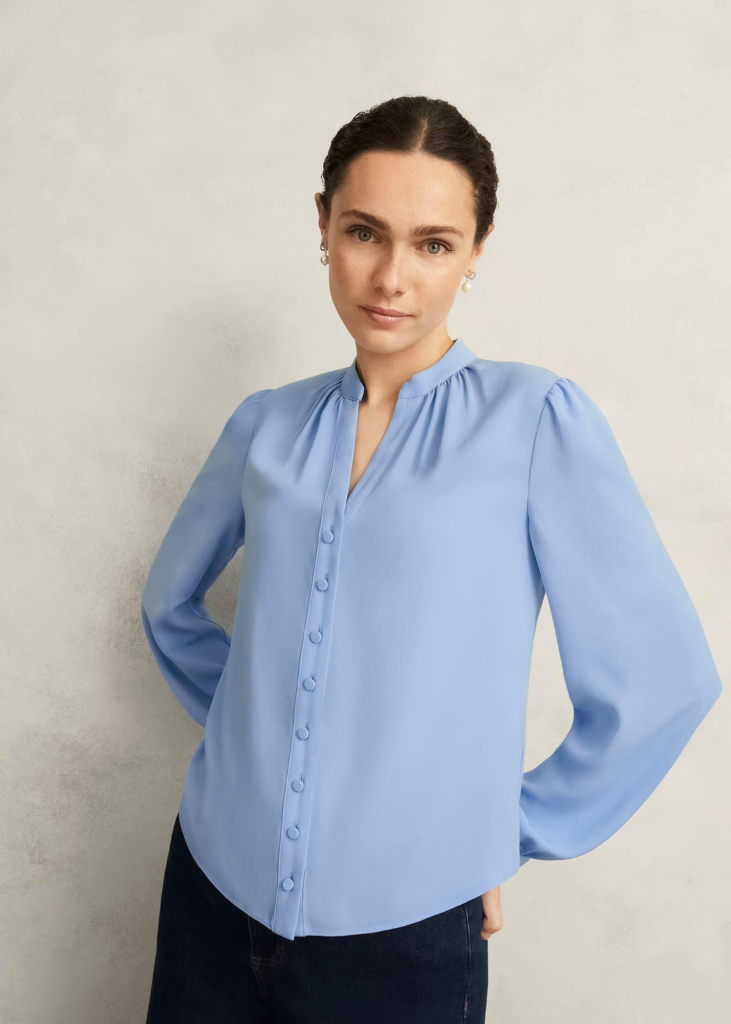 Light Blue Peony Blouse
