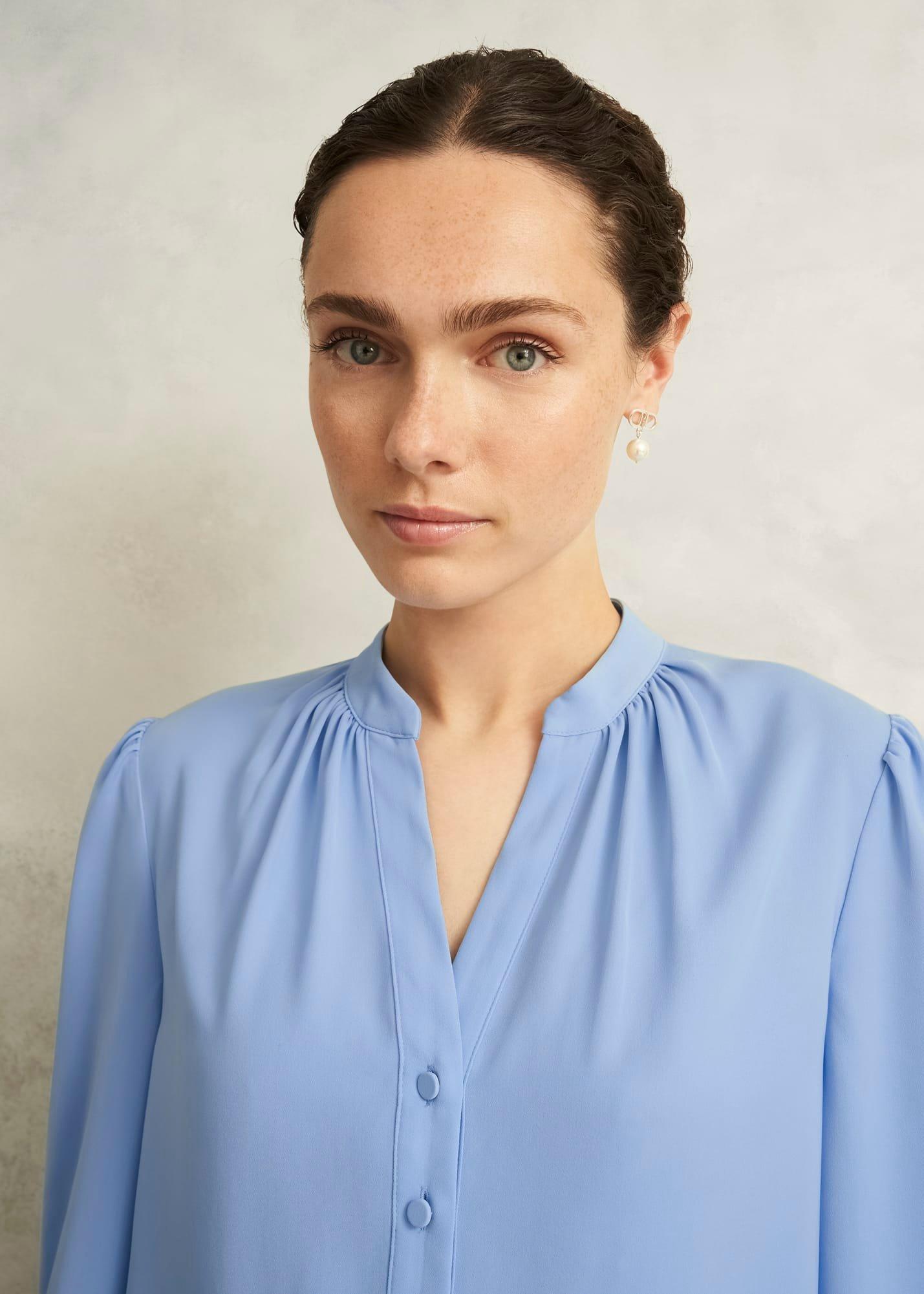 Light Blue Peony Blouse, Maya Blue, hi-res
