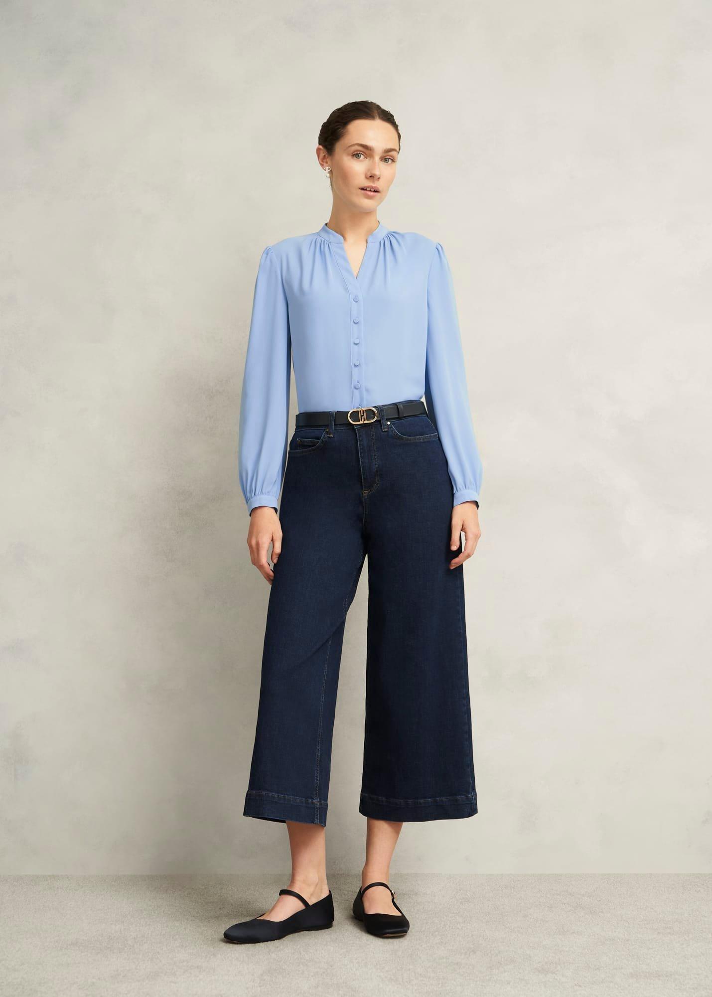 Light Blue Peony Blouse, Maya Blue, hi-res