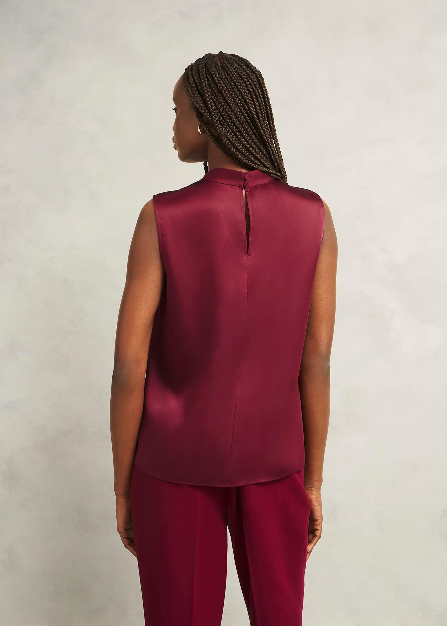 Nina Satin Blouse, Beryl Red, hi-res