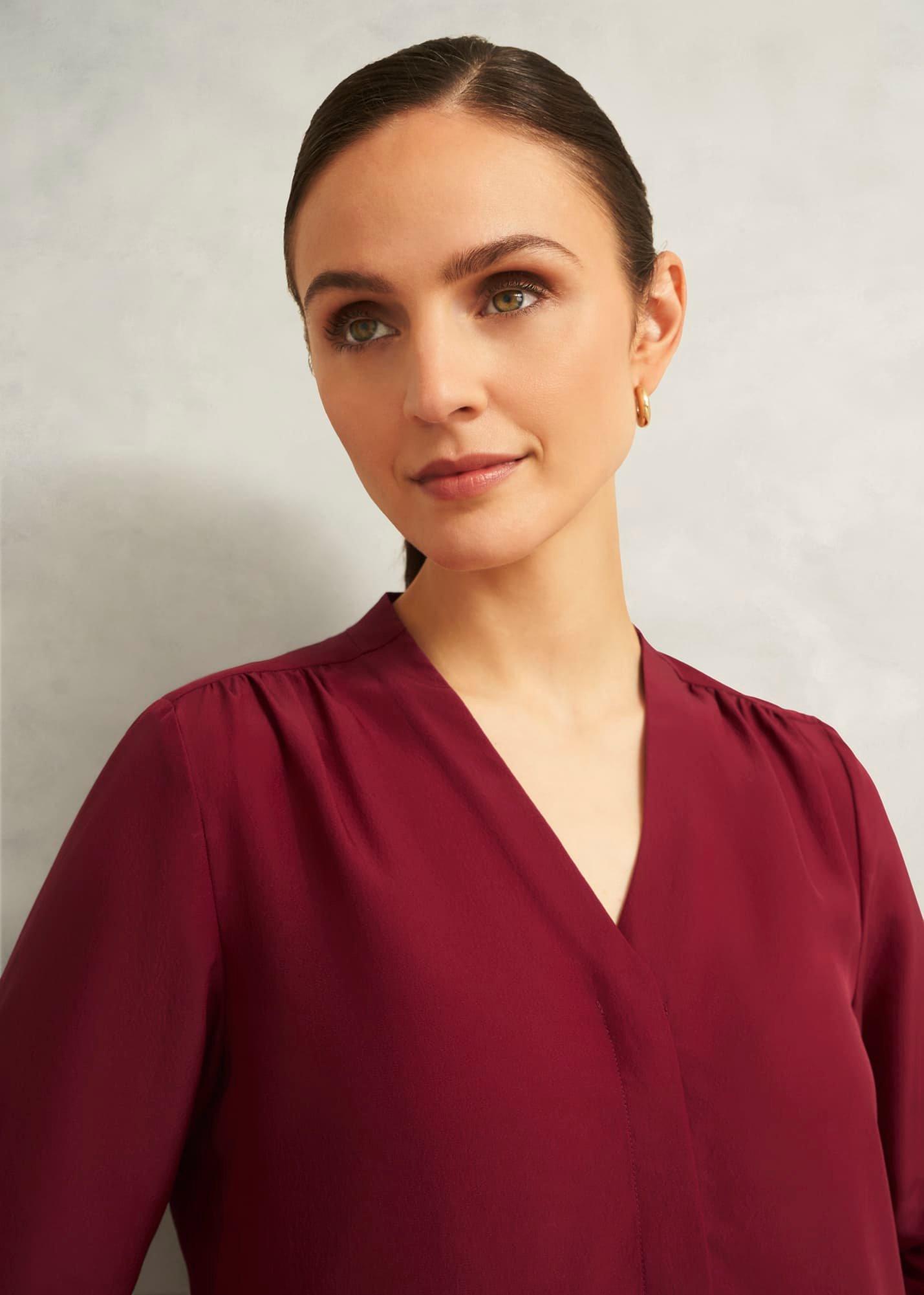 Mimi Silk Blouse, Beryl Red, hi-res