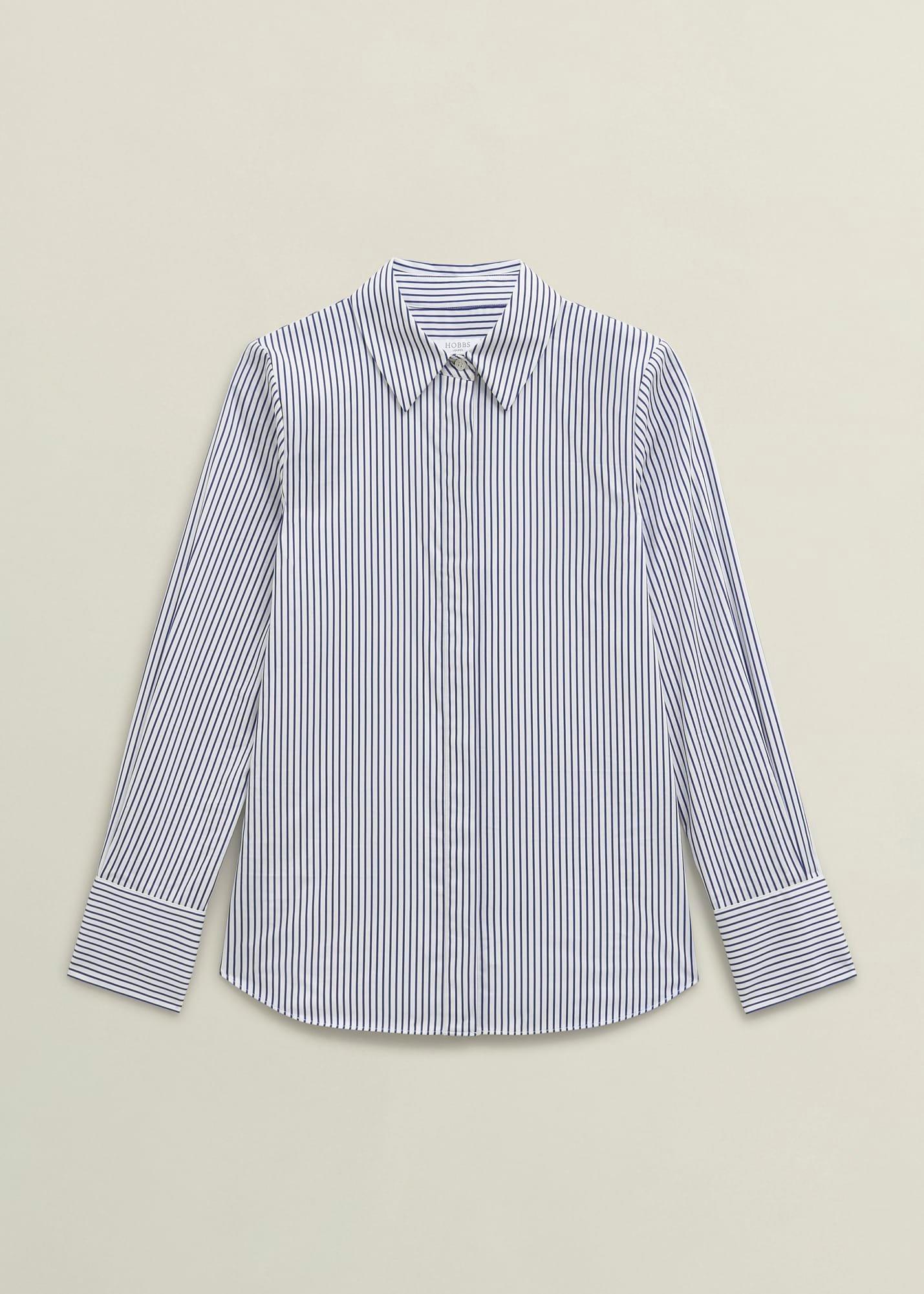 Andra Cotton Blend Shirt, White Navy, hi-res