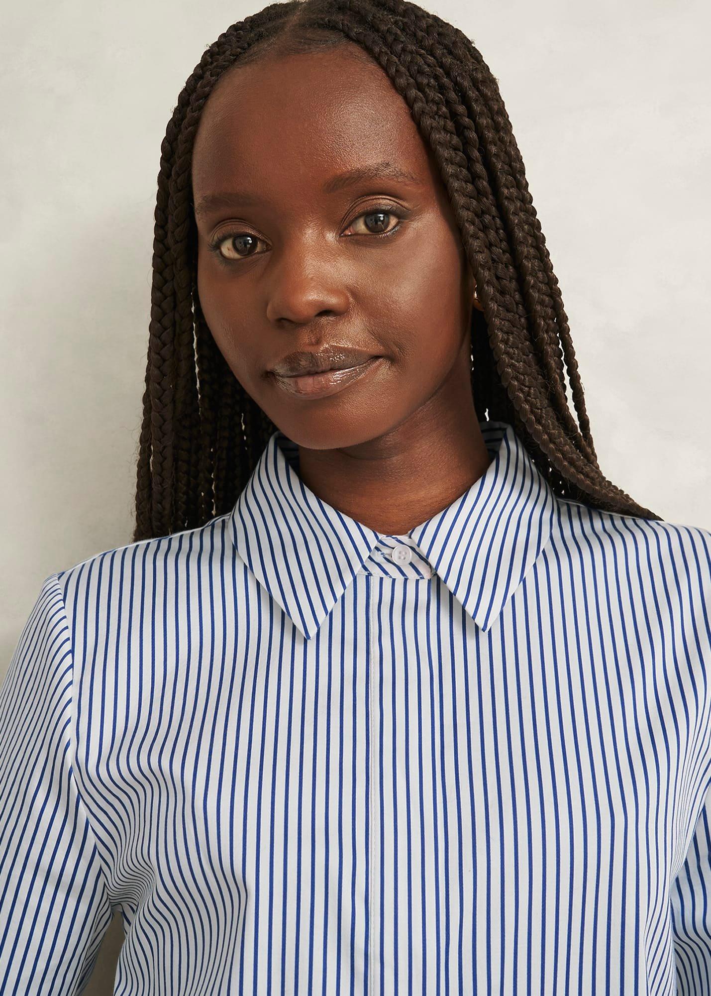 Andra Cotton Blend Shirt, White Navy, hi-res