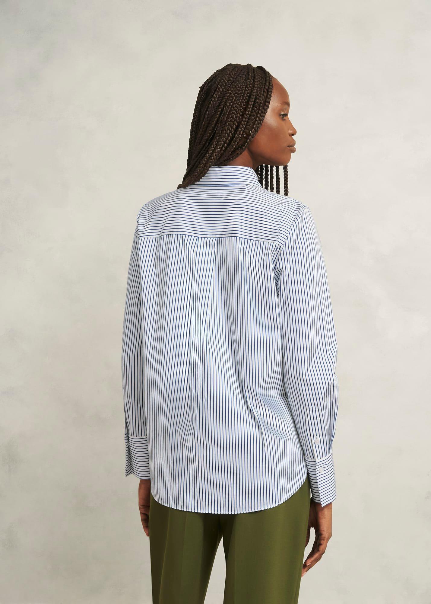 Andra Cotton Blend Shirt, White Navy, hi-res