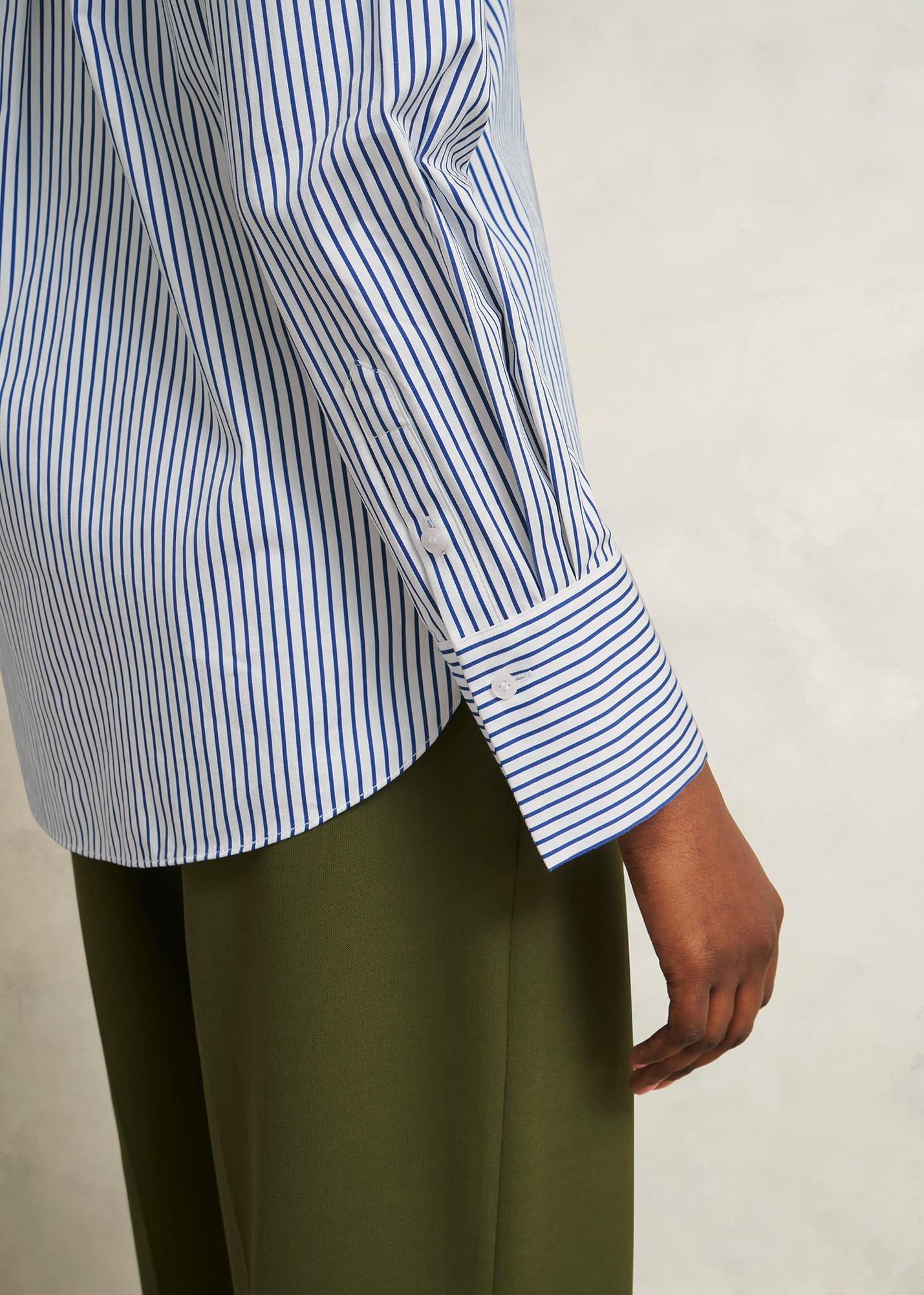 Andra Cotton Blend Shirt, White Navy, hi-res