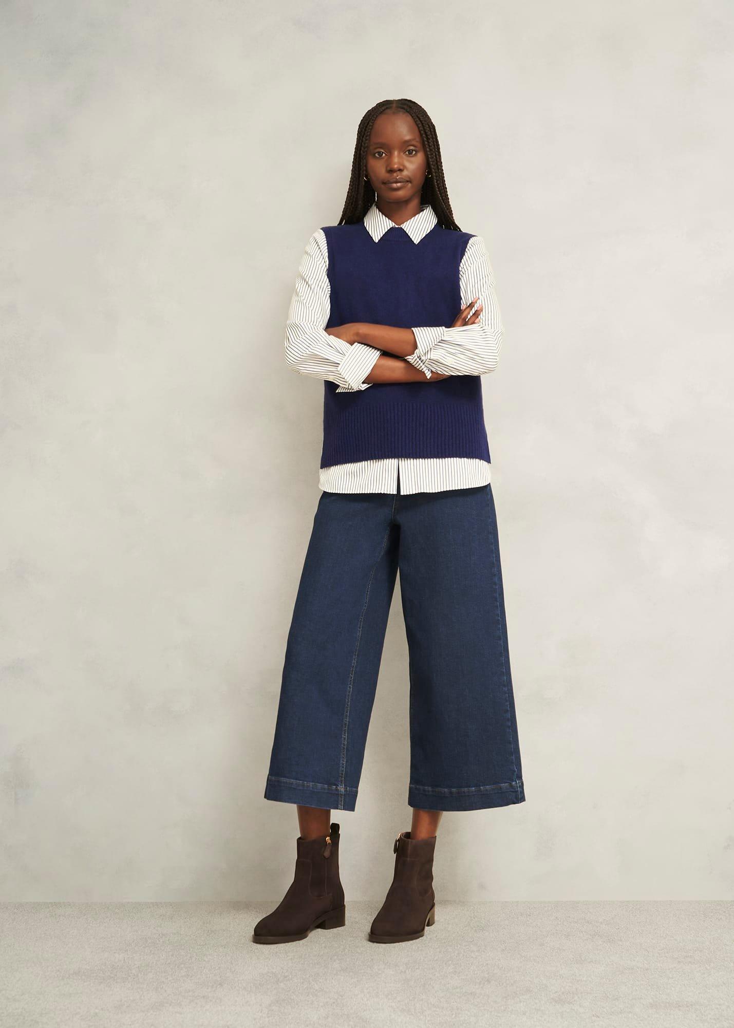 Andra Cotton Blend Shirt, White Navy, hi-res