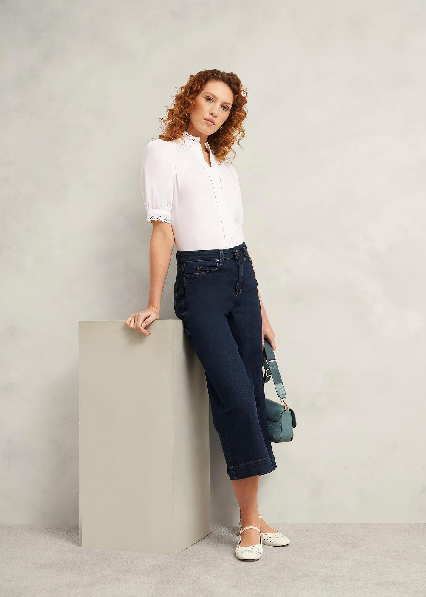 Karis Cotton Blouse, White, hi-res