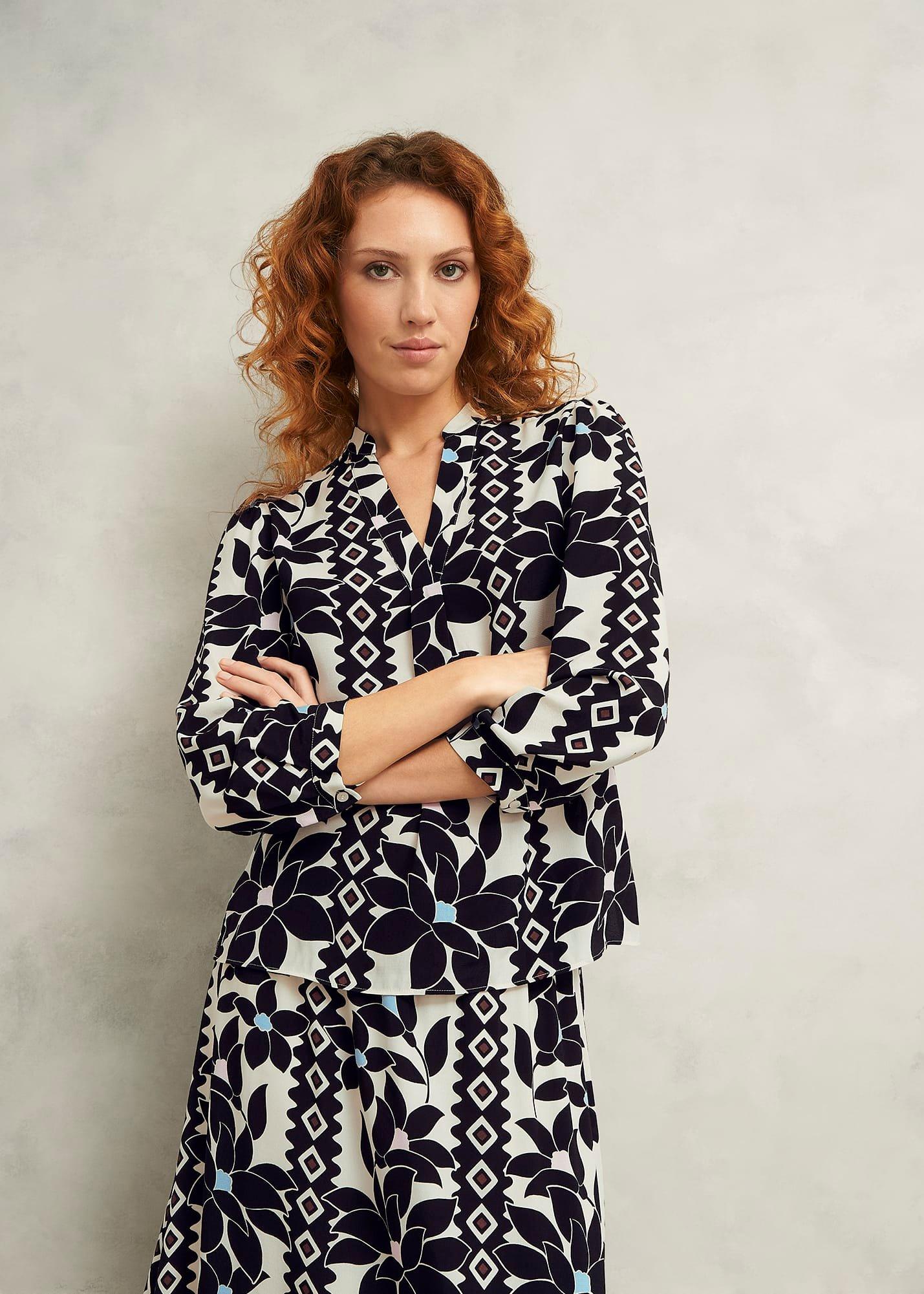 Jilly Blouse, Navy Multi, hi-res