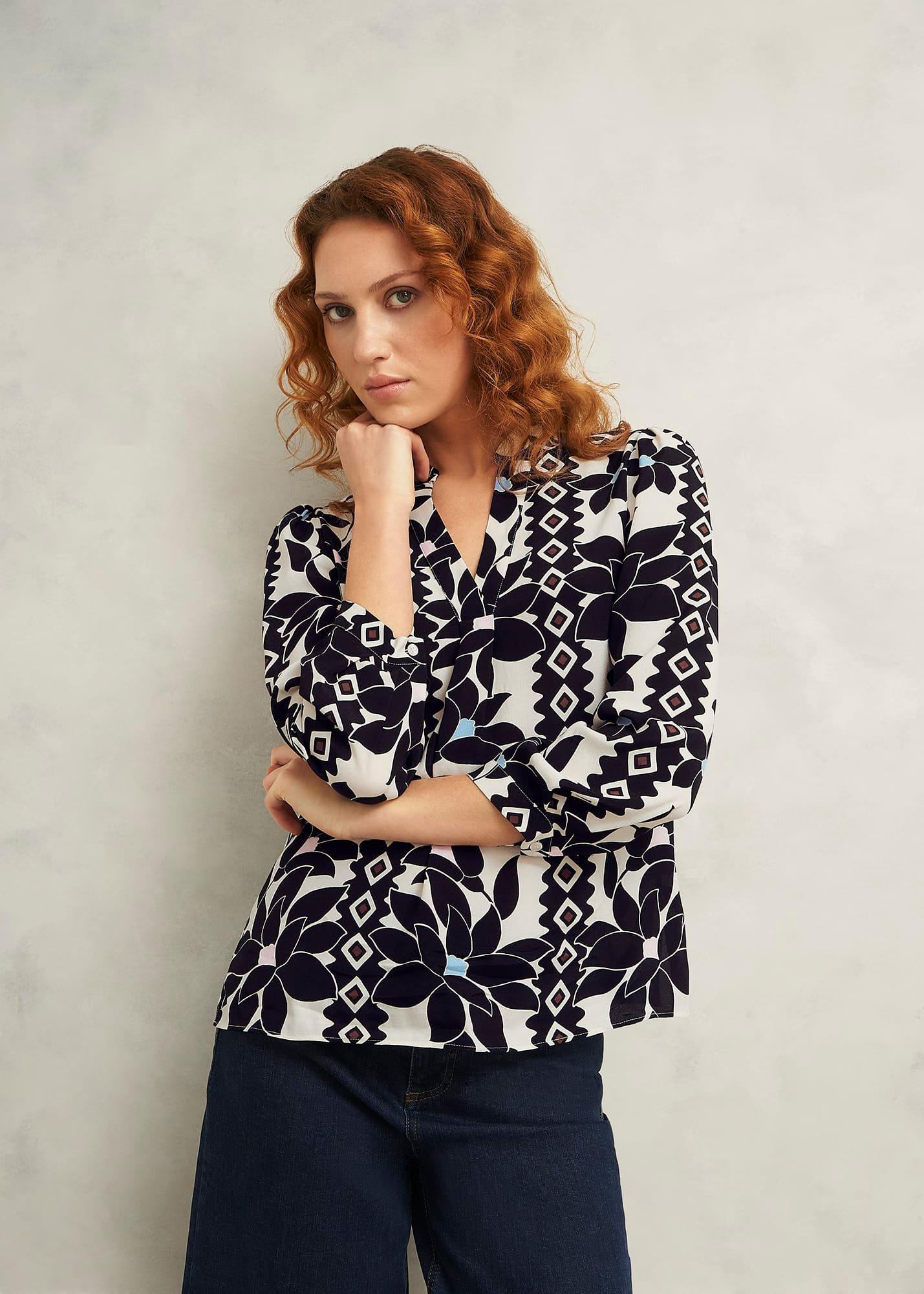 Jilly Blouse, Navy Multi, hi-res
