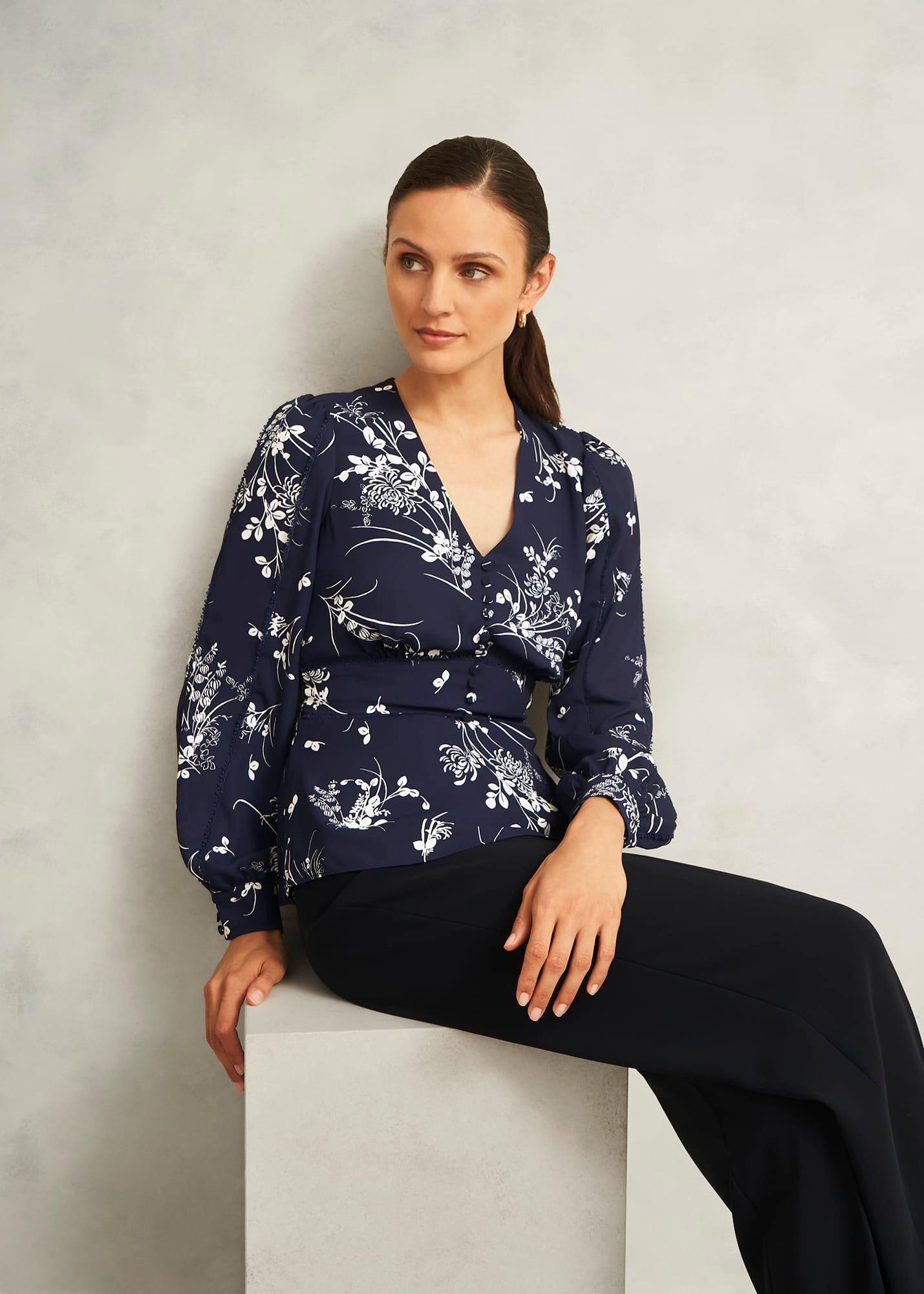 Brielle Trimmed Top, Midnight Multi, hi-res