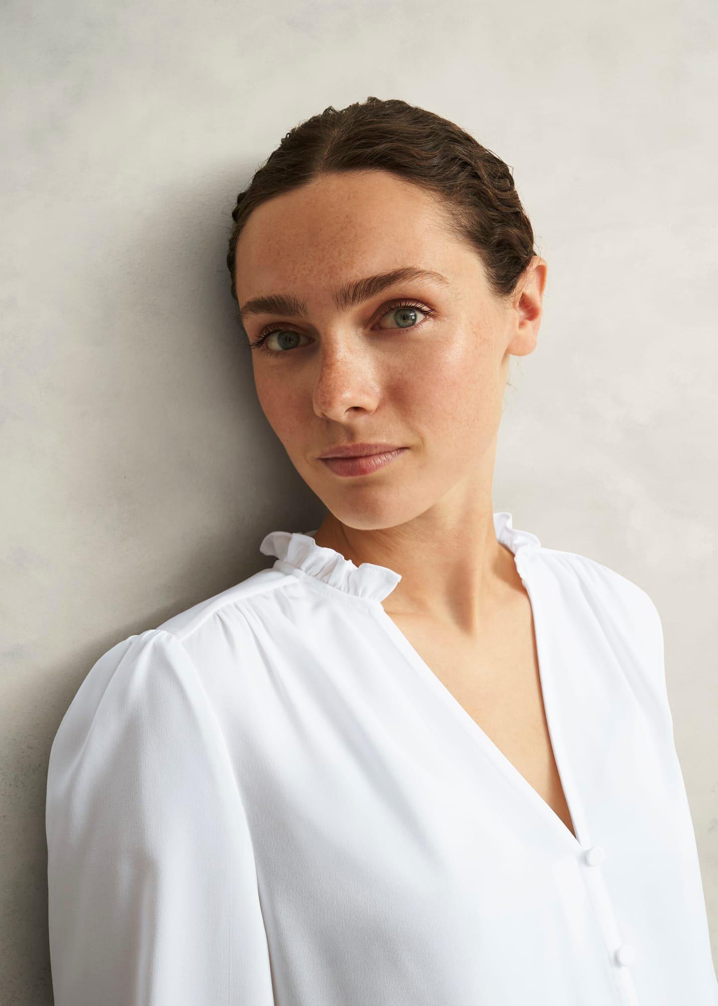 Ivory Rosalie Long Sleeve Blouse, Ivory, hi-res