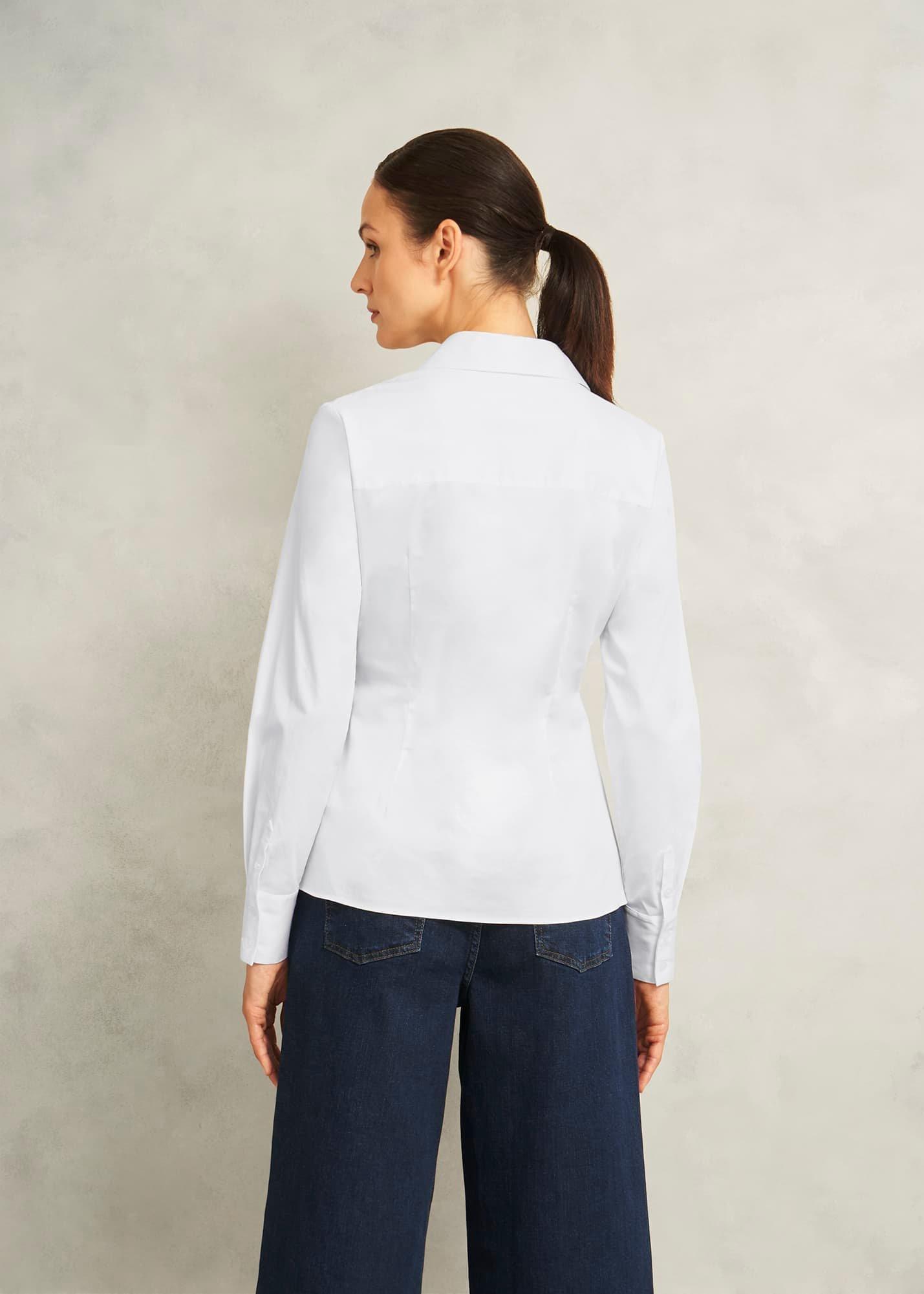 Lindsey Cotton Blend Shirt, White, hi-res
