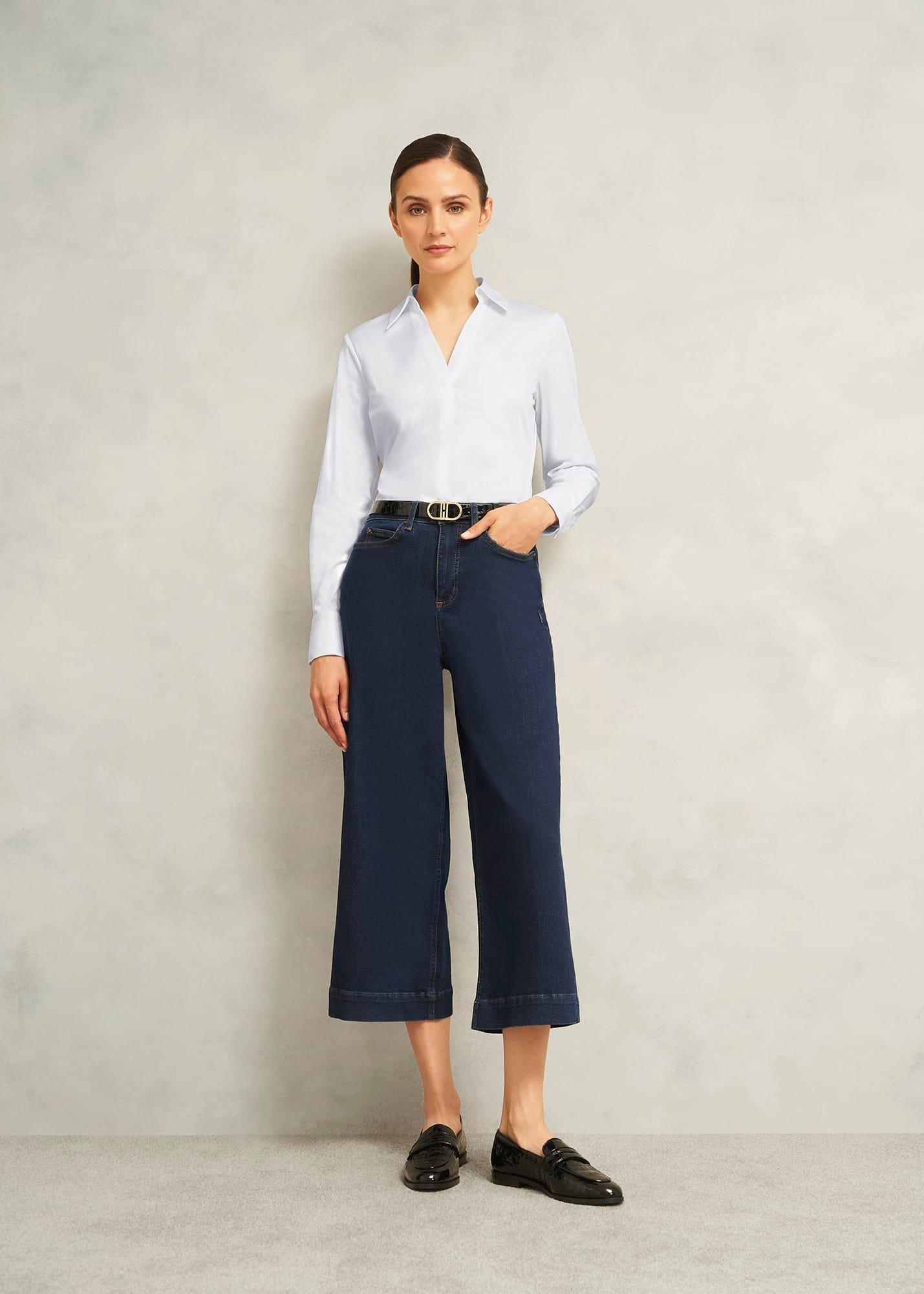 Lindsey Cotton Blend Shirt, White, hi-res