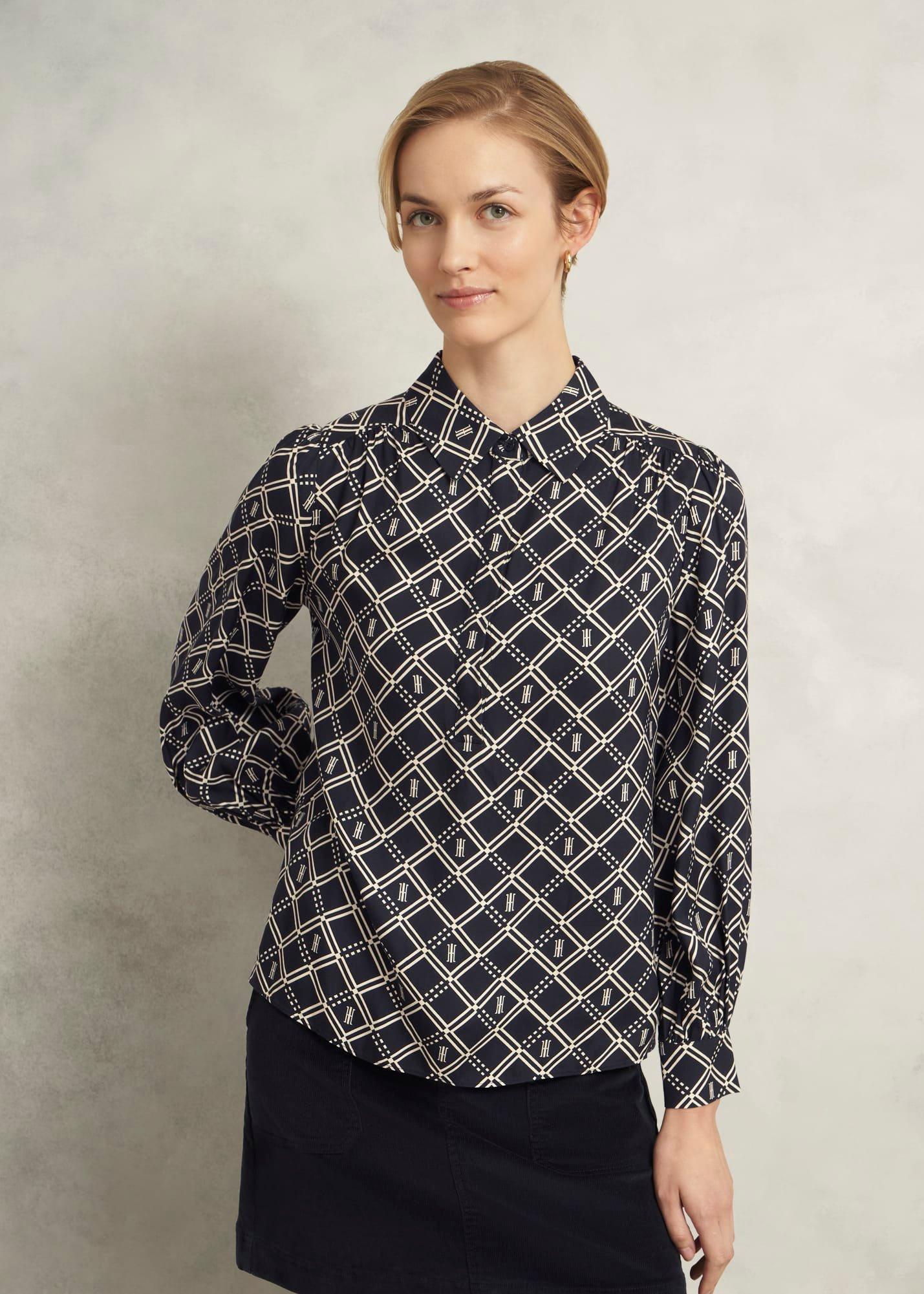 Paulina Blouse, Navy Cream, hi-res