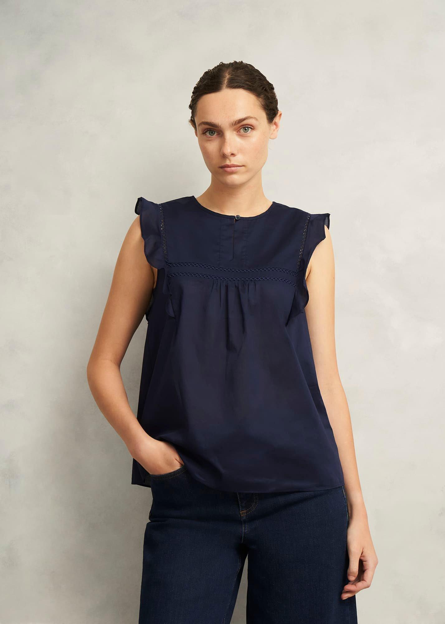 Navy Joy Cotton Blouse