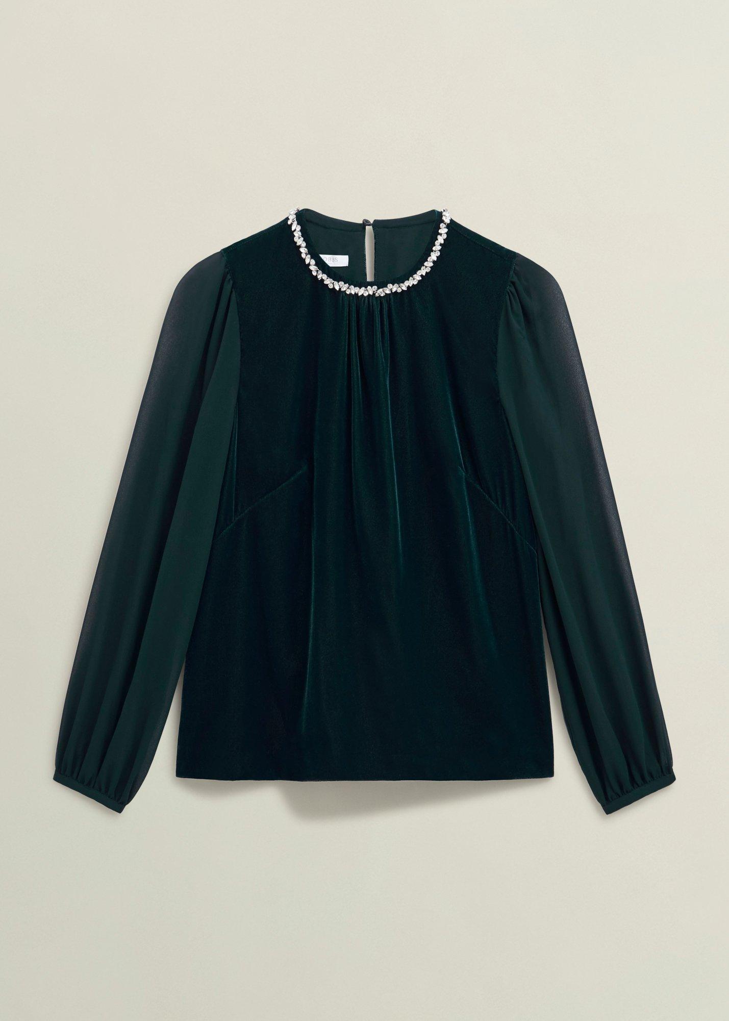 Tallulah Velvet Top, Evergreen, hi-res