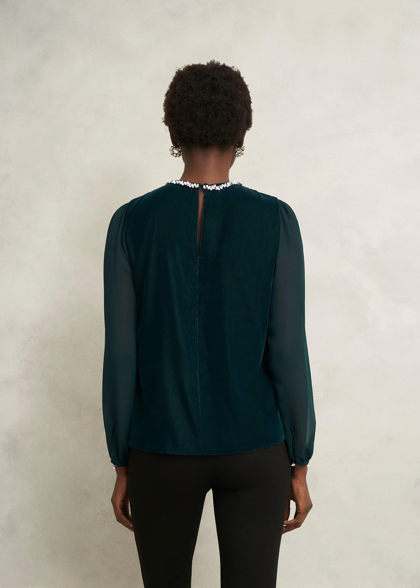 Tallulah Velvet Top, Evergreen, hi-res