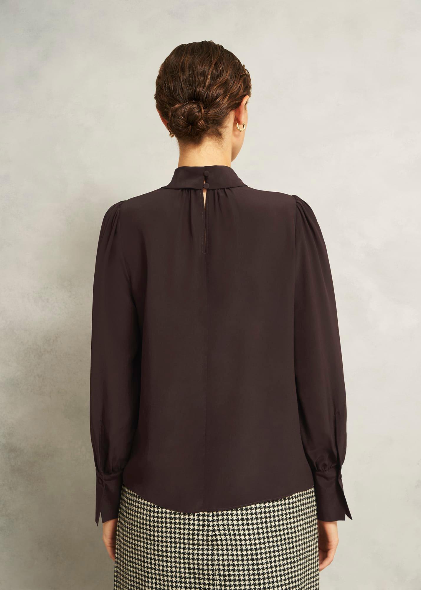 Debby Silk Blouse, Deep Brown, hi-res